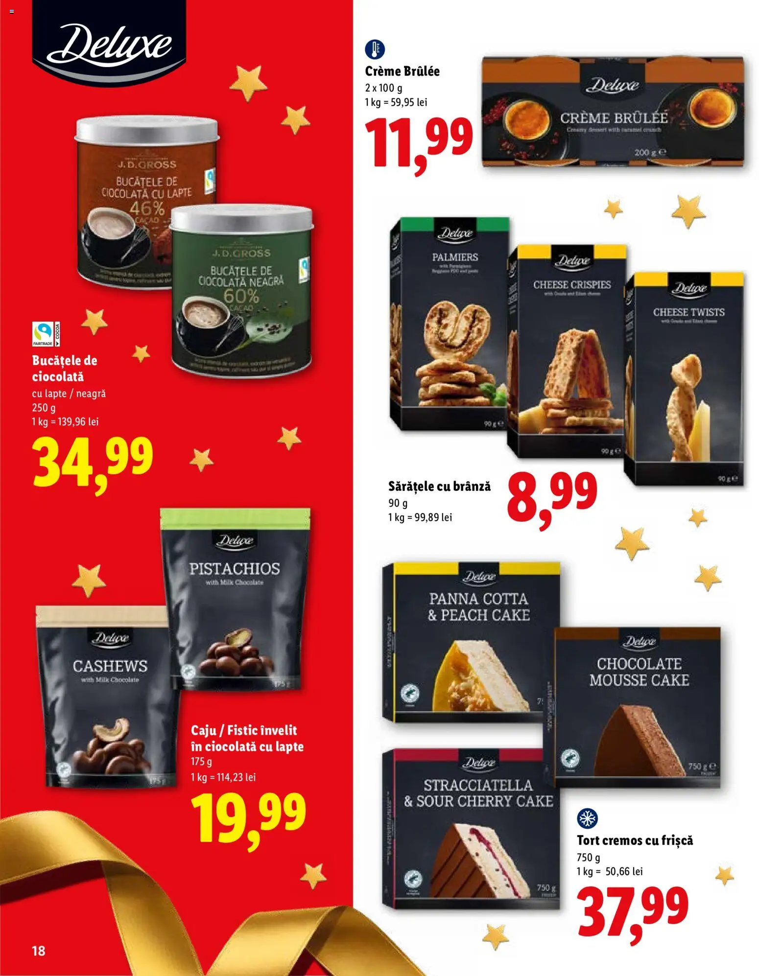 Noul catalog Lidl – valabil de la 19.10.2026 | Pagină: 18 | Produse: Tort, Brânză, Ciocolată, Caju