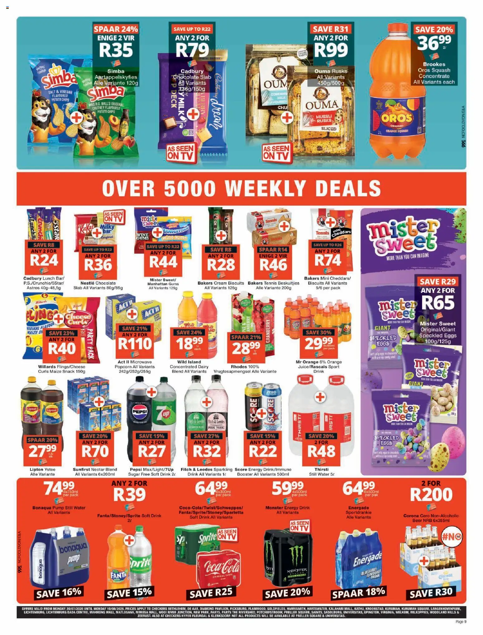 New Checkers catalogue – valid from 20/07/2026 | Page: 9 | Products: Vinegar, Tea, Sprite, Popcorn