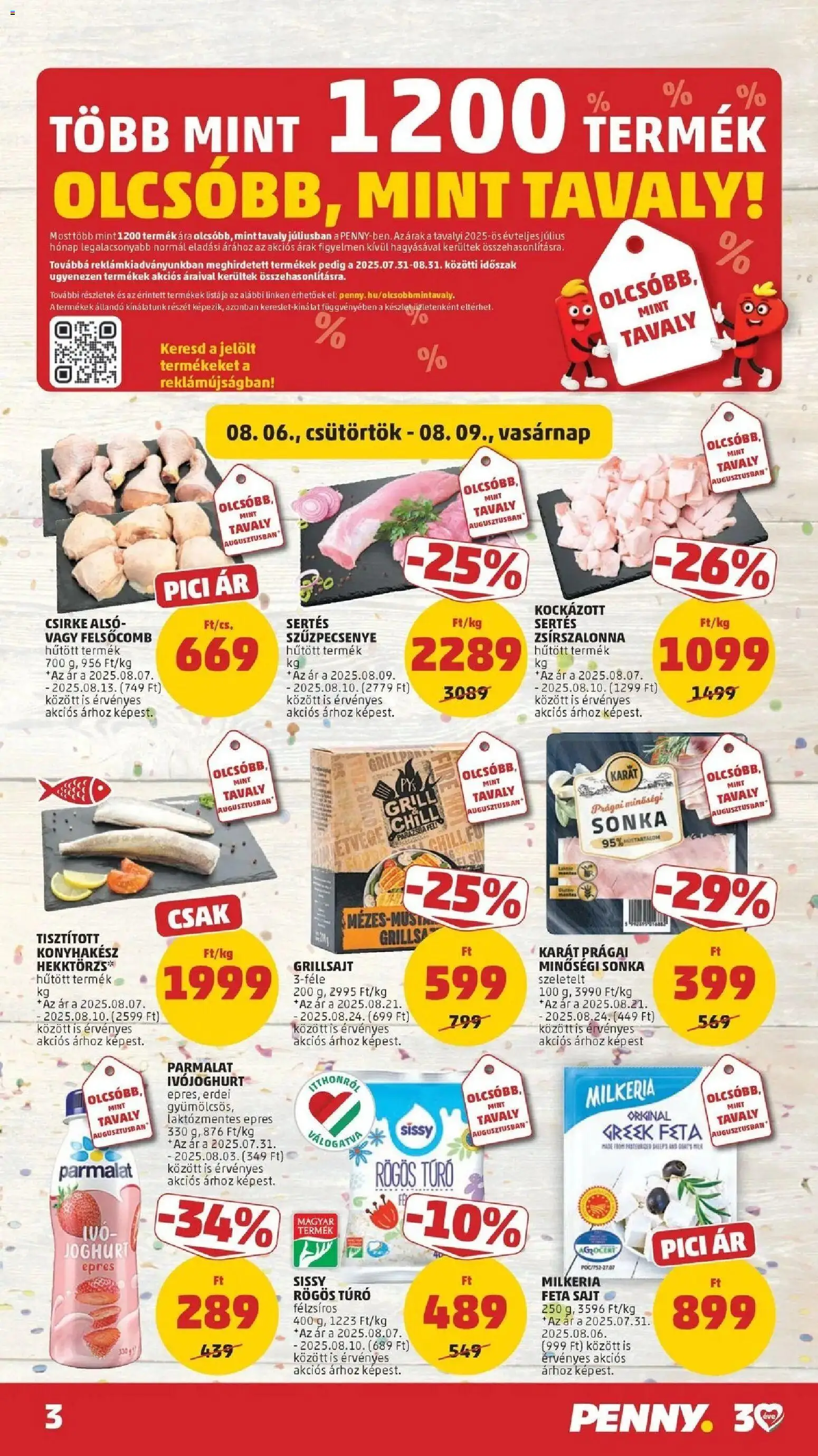 PENNY akciós ujság - amely érvényes a következő dátumtól: 2026.08.06. | Oldal: 3 | Termékek: Grill, Cottage cheese, Sajt, Szűzpecsenye
