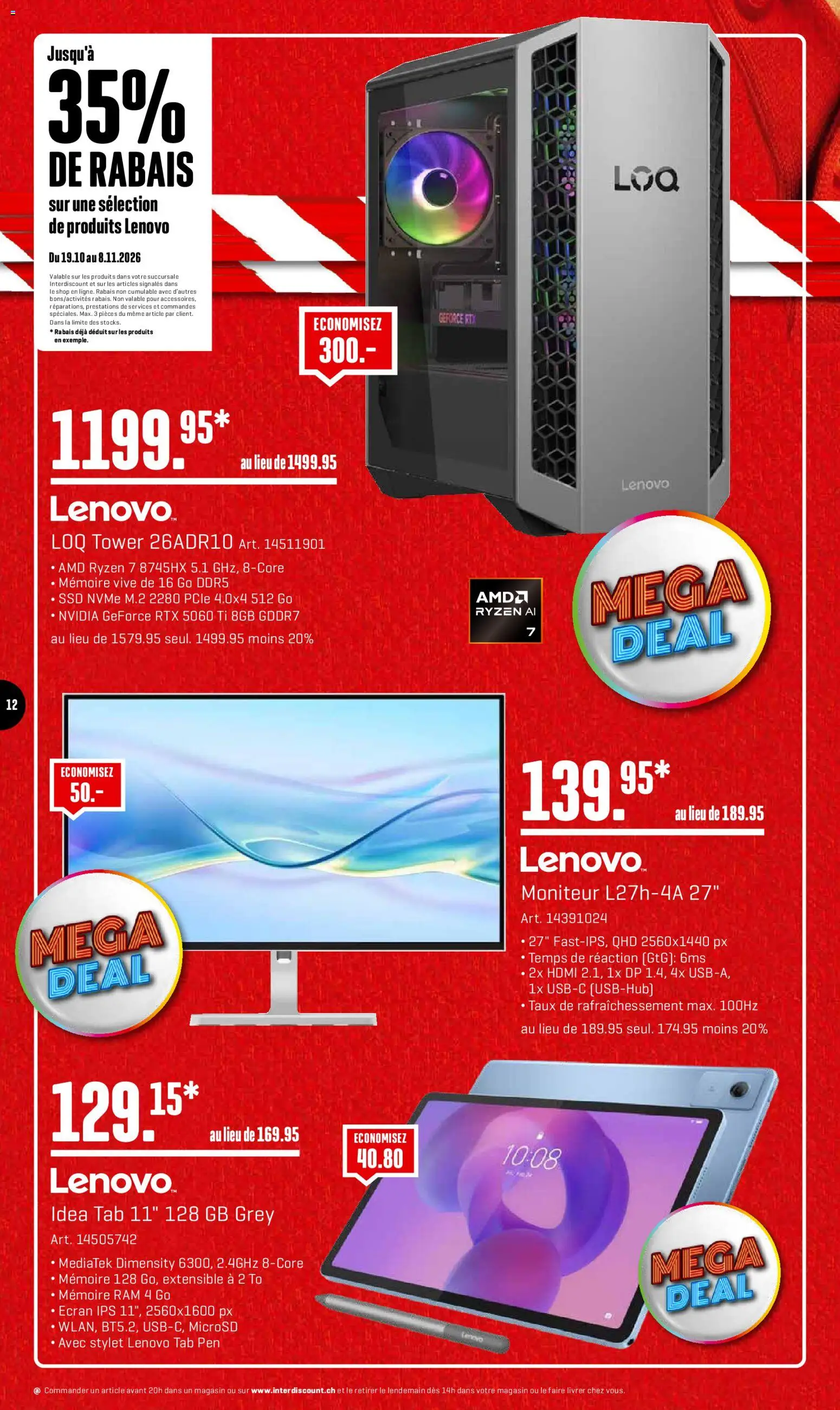 Interdiscount aktionen FR – gültig ab 19.10.2026 | Seite: 12 | Produkte: Lenovo