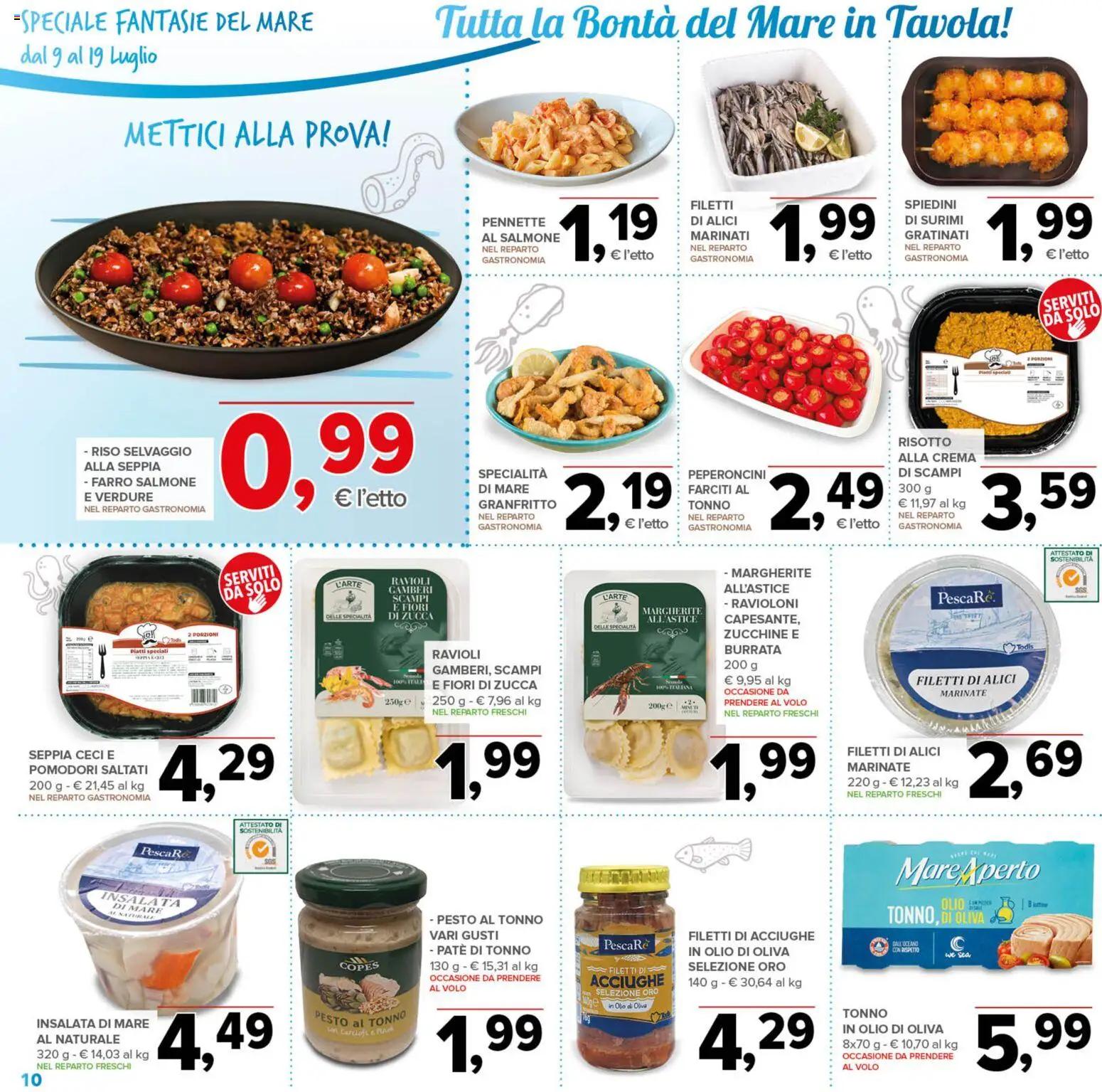 Volantino Todis del 09/07/2026 | Pagina: 10 | Prodotti: Crema, Pomodori, Tonno, Ravioli