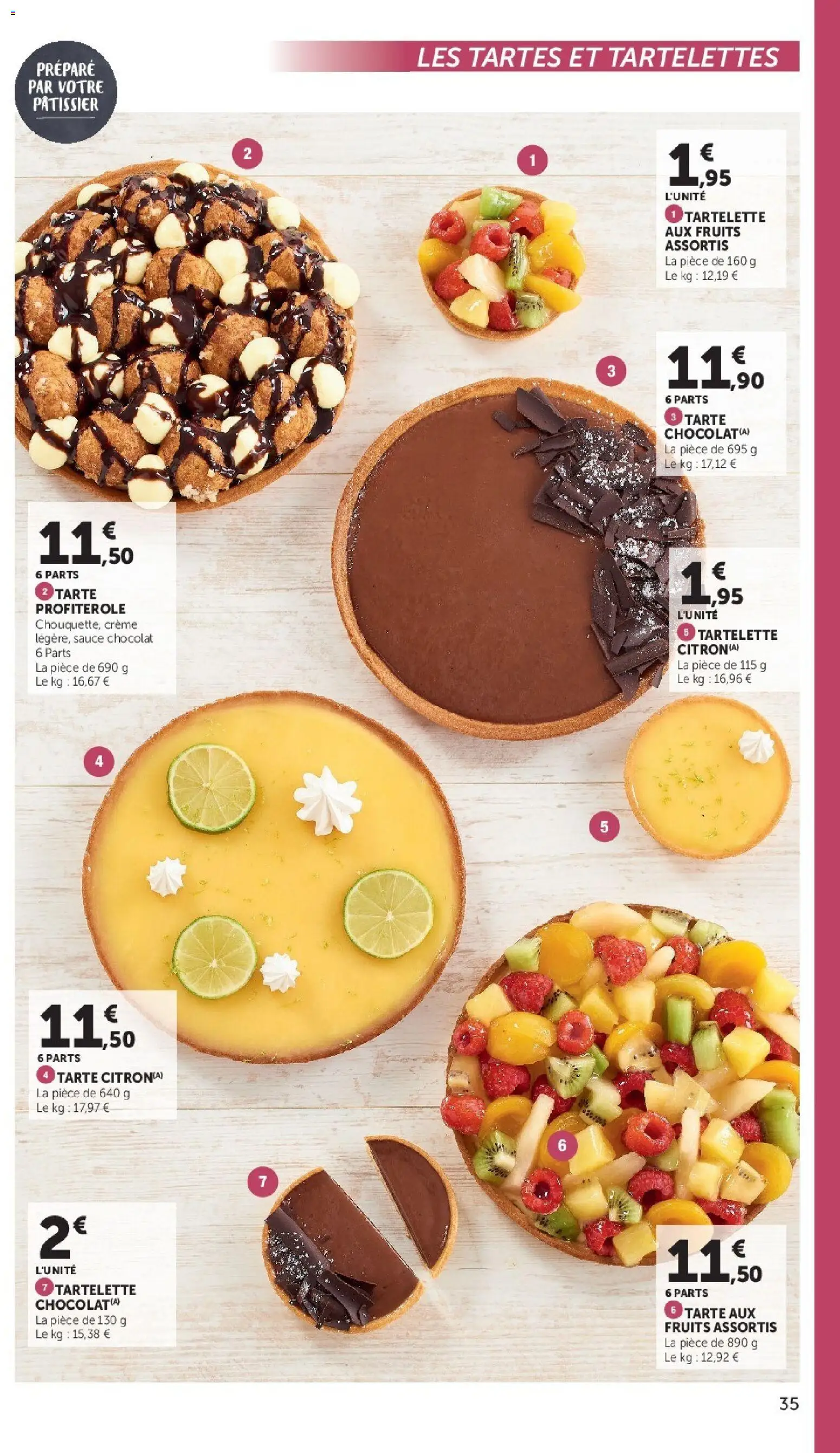 {H1} | Page: 35 | Produits: Tarte, Fruits, Chocolat, Crème