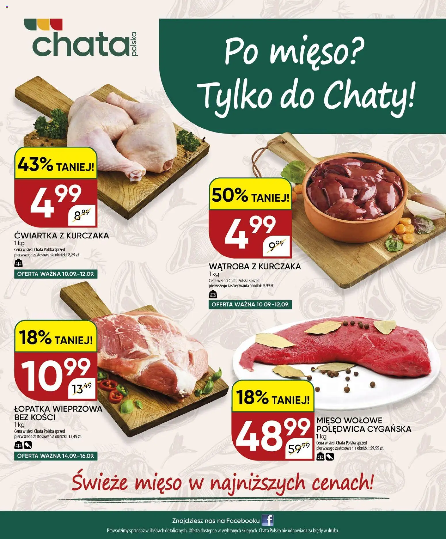 Chata Polska gazetka od 10.09.2026 | Strona: 20 | Produkty: Łopatka wieprzowa bez kości, Mięso, Mięso wołowe, Łopatka wieprzowa
