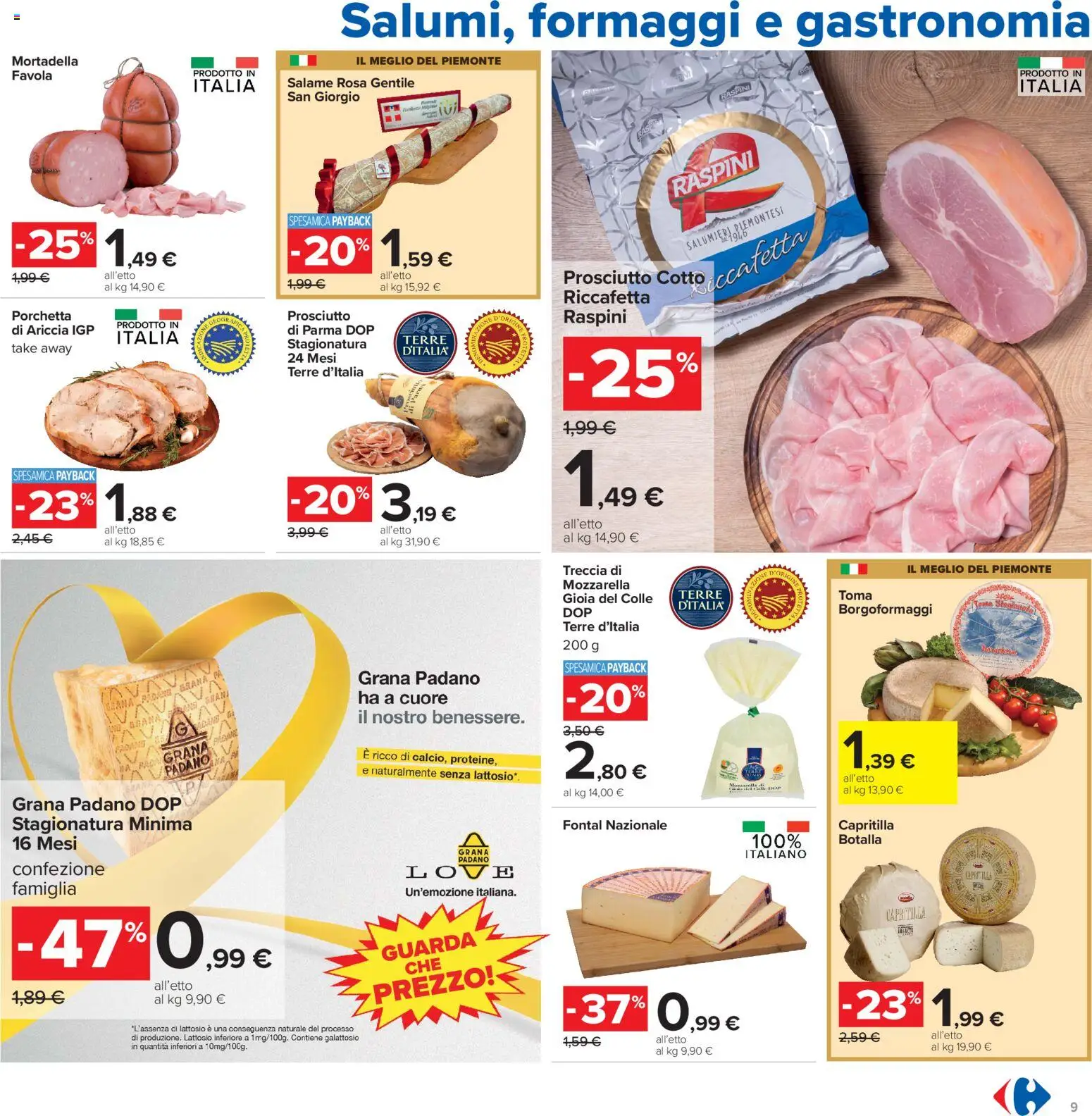 Volantino Carrefour del 13/07/2026 | Pagina: 9 | Prodotti: Porchetta, Prosciutto Cotto, Prosciutto, Mortadella