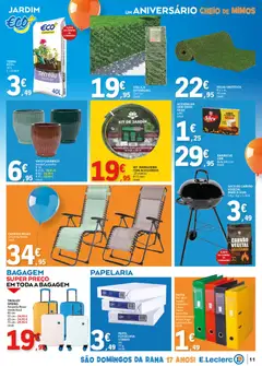 Pré-visualização E.Leclerc Aniversário São Domingos de Rana válido de 14.05.2026 | Página: 11 | Produtos: Carvão vegetal, Cadeira, Mangueira, Vaso