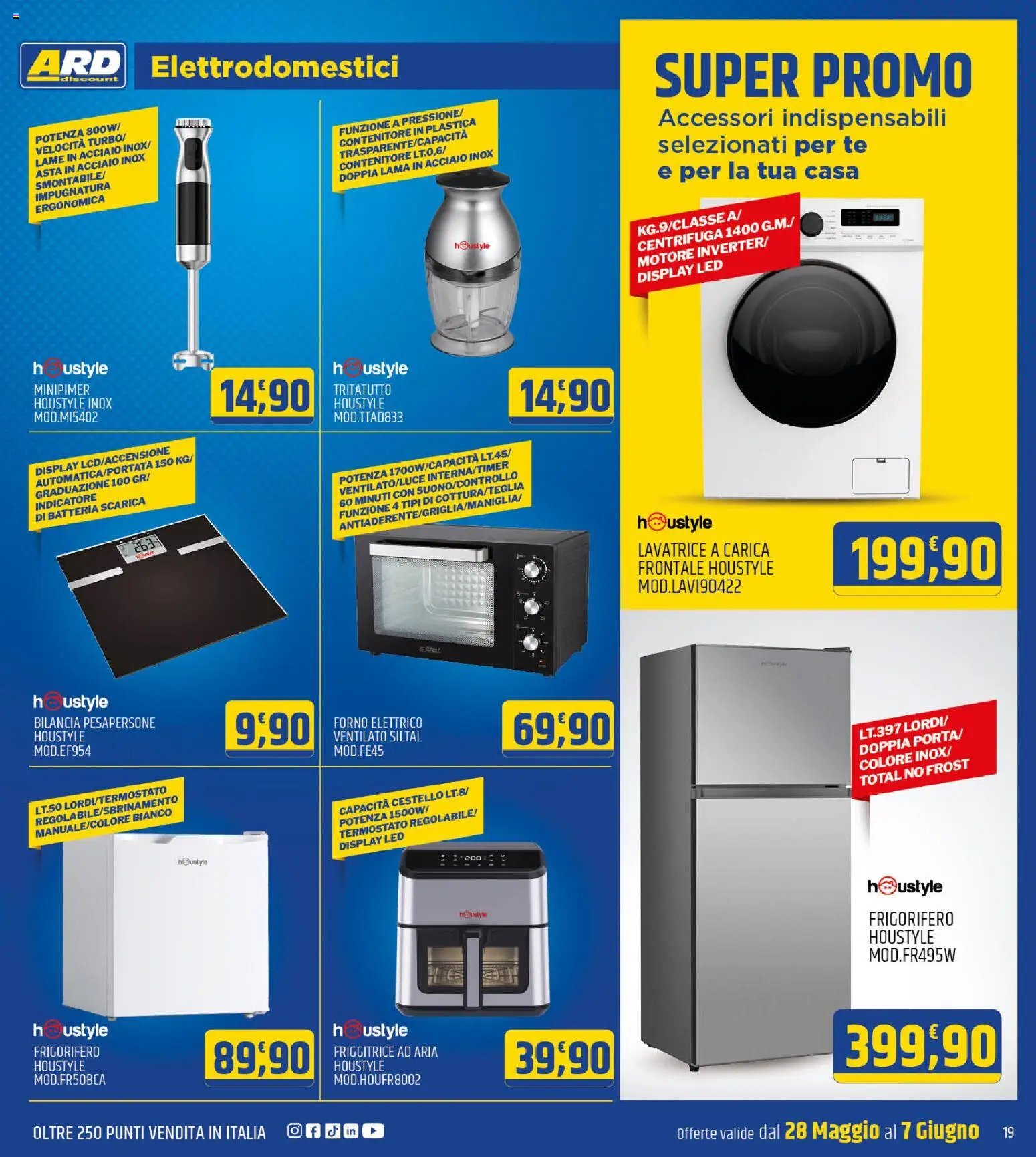 Volantino ARD Discount del 28.05.2026 | Pagina: 19 | Prodotti: Frigorifero, Forno, Bilancia, Friggitrice