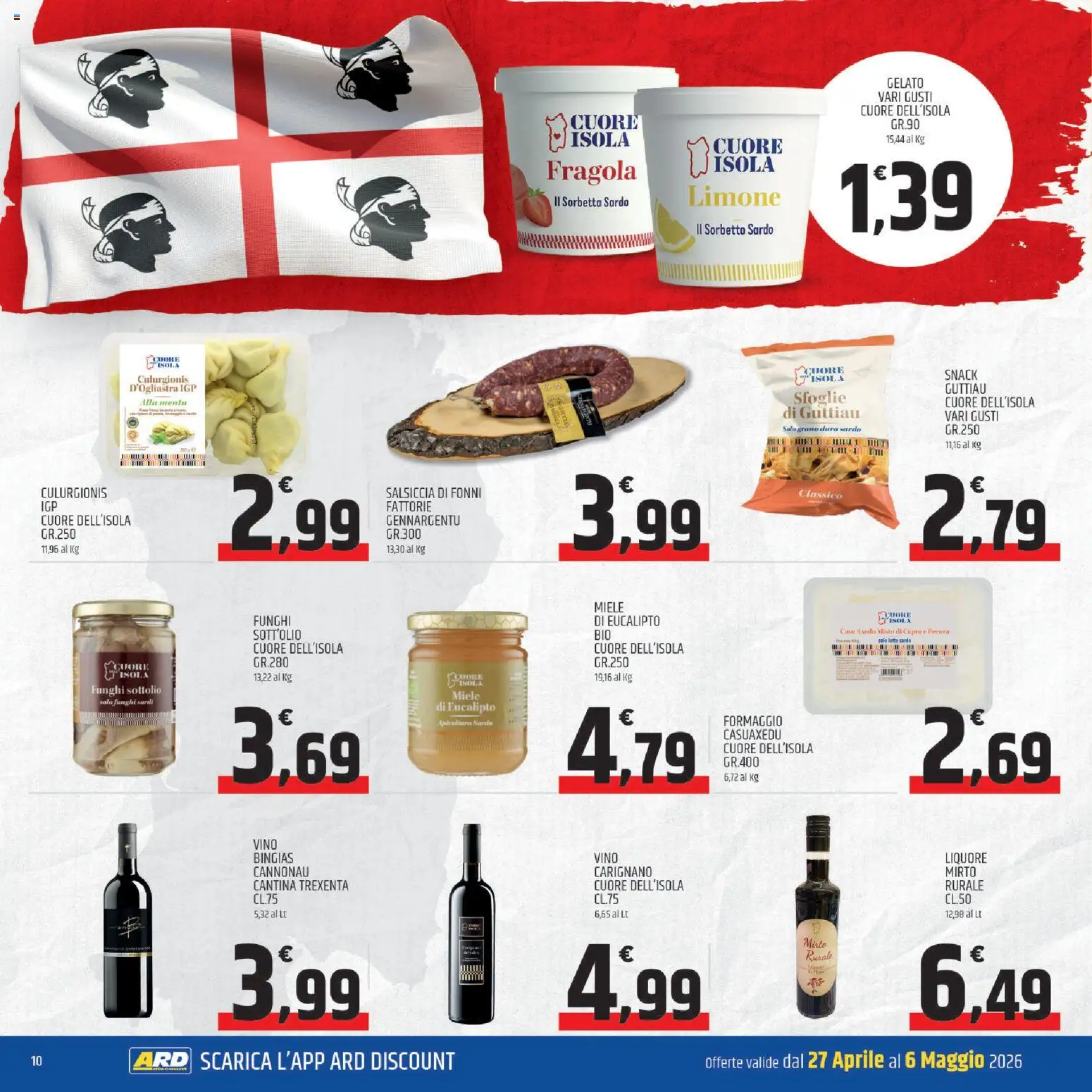 Volantino ARD Discount del 27.04.2026 | Pagina: 10 | Prodotti: Gelato, Funghi, Menta, Miele