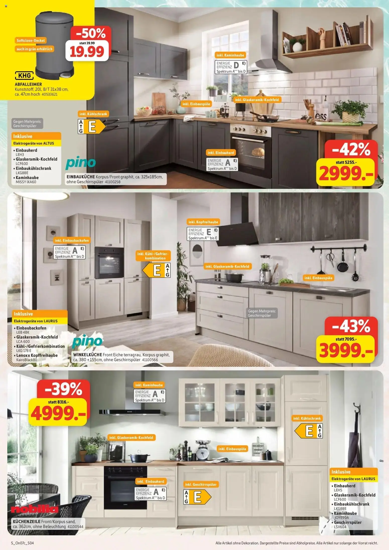 Sconto Küchenspezial Erfurt – gültig ab 15.07.2026 | Seite: 4 | Produkte: Geschirrspüler, Küchenzeile, Kühlschrank, Abfalleimer