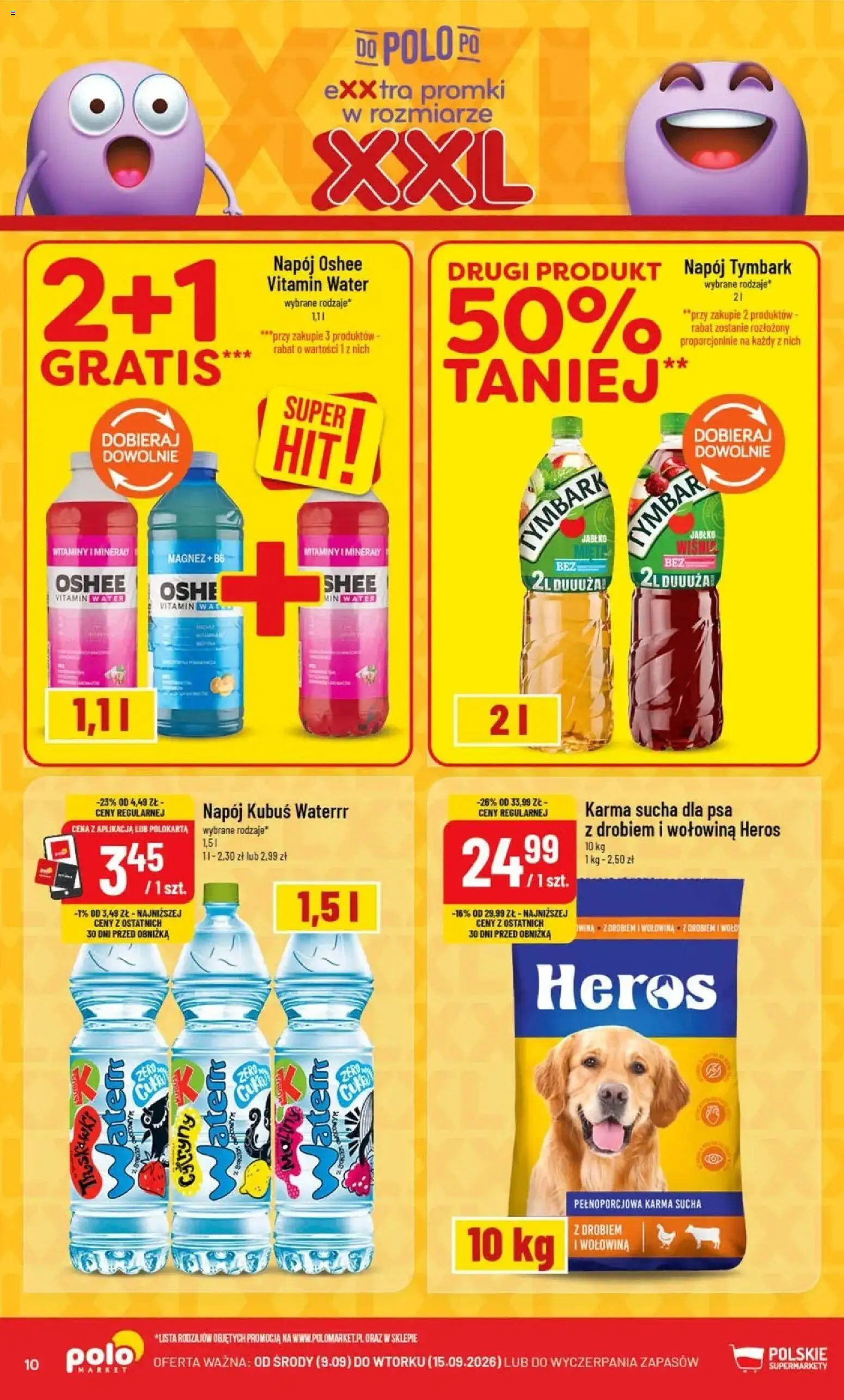 Nowa POLOmarket gazetka od jutra 09.09.2026 | Strona: 10 | Produkty: Kubuś, Tymbark, Wołowina, Karma