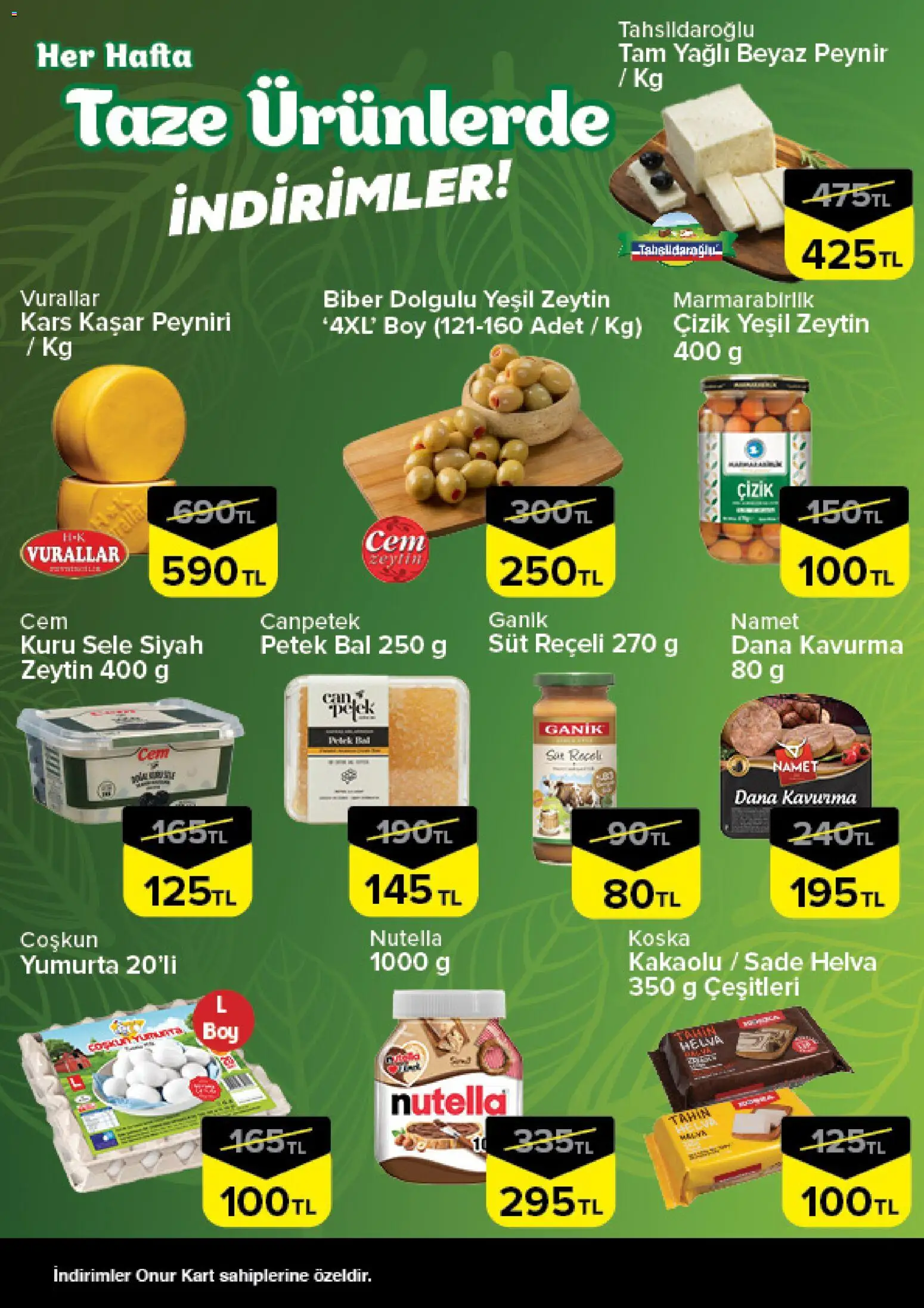 Onur Market - Taze Ürünlerde İndirimler - 02 Temmuz 2026 tarihinden itibaren geçerlidir | Sayfa: 2 | Ürünler: Süt, Yumurta, Biber, Zeytin
