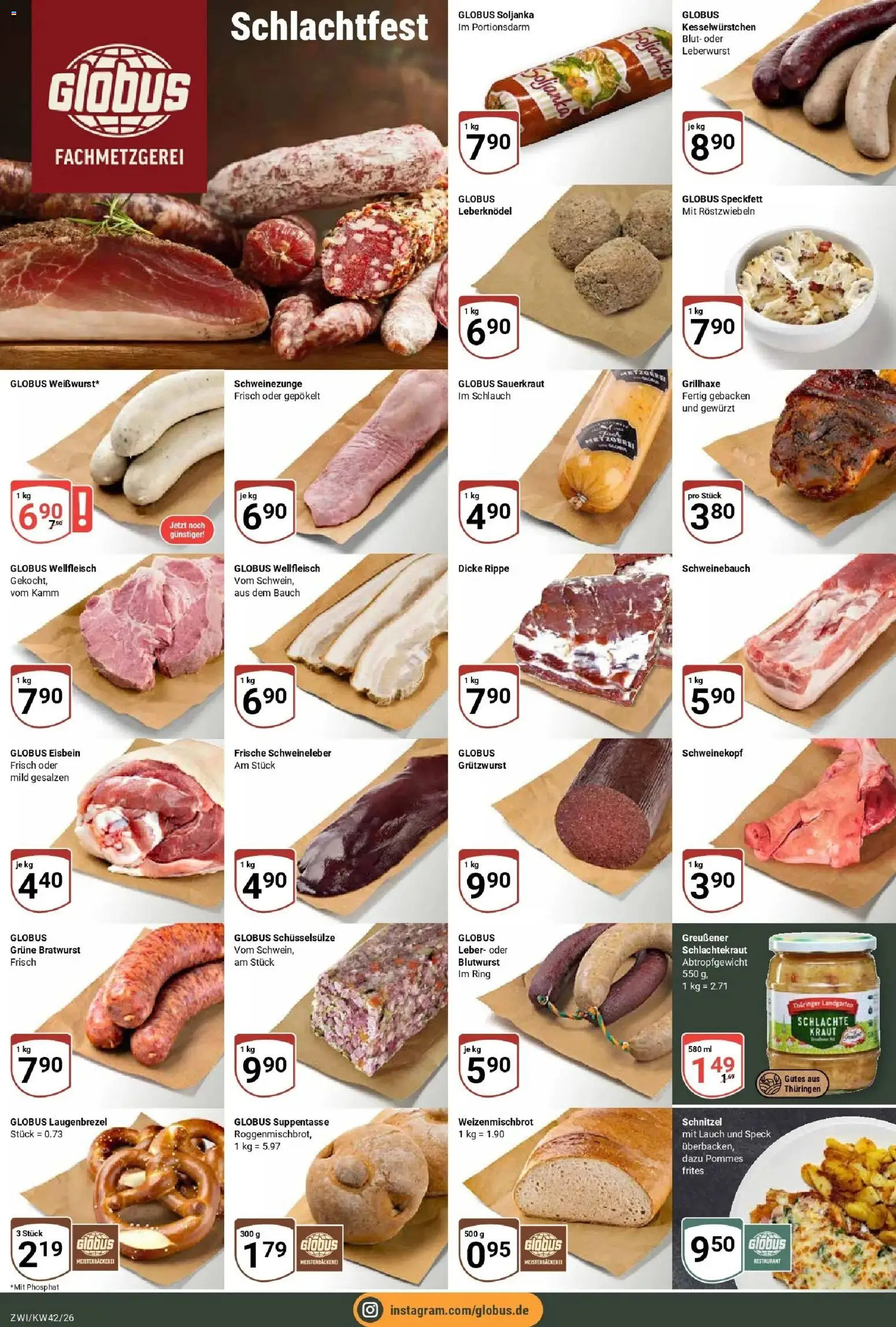 Globus Prospekt Zwickau (ab 12.10.2026) » Angebote online | Seite: 10 | Produkte: Schweinebauch, Schnitzel, Kraut, Lauch