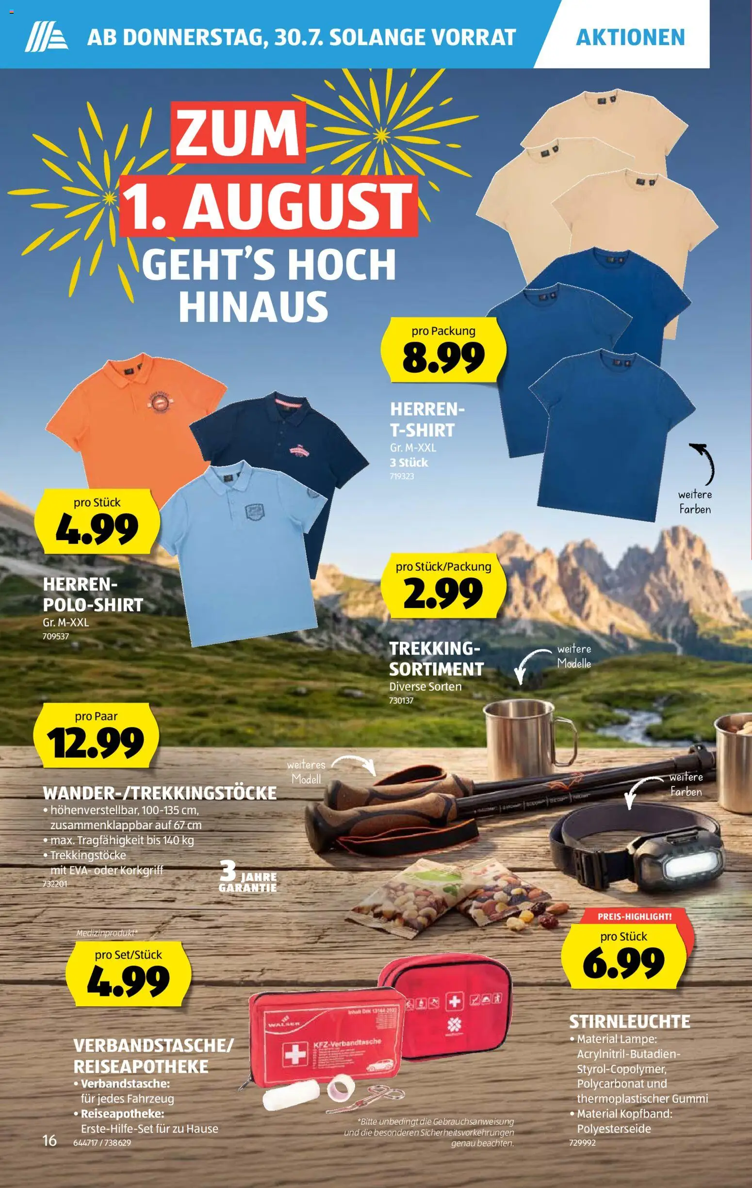 Aldi aktionen – gültig ab 30.07.2026 | Seite: 16 | Produkte: T-Shirt, Poloshirt, Lampe, Shirt