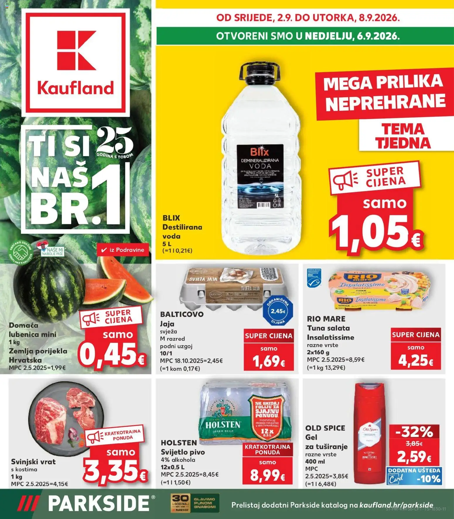 Kaufland katalog | vrijedi od 02.09.2026 | Stranica: 1 | Proizvodi: Zemlja, Vrat, Rio Mare, Salata