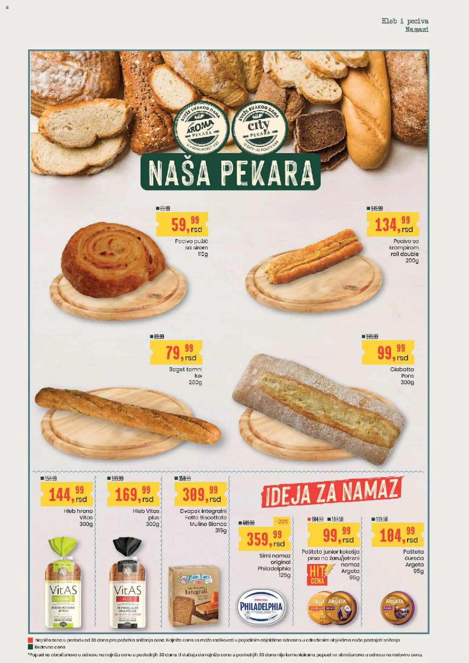 Aroma Market katalog - važi od 09.07.2026 | Strana: 4 | Proizvode: Baget, Philadelphia, Hleb, Pecivo