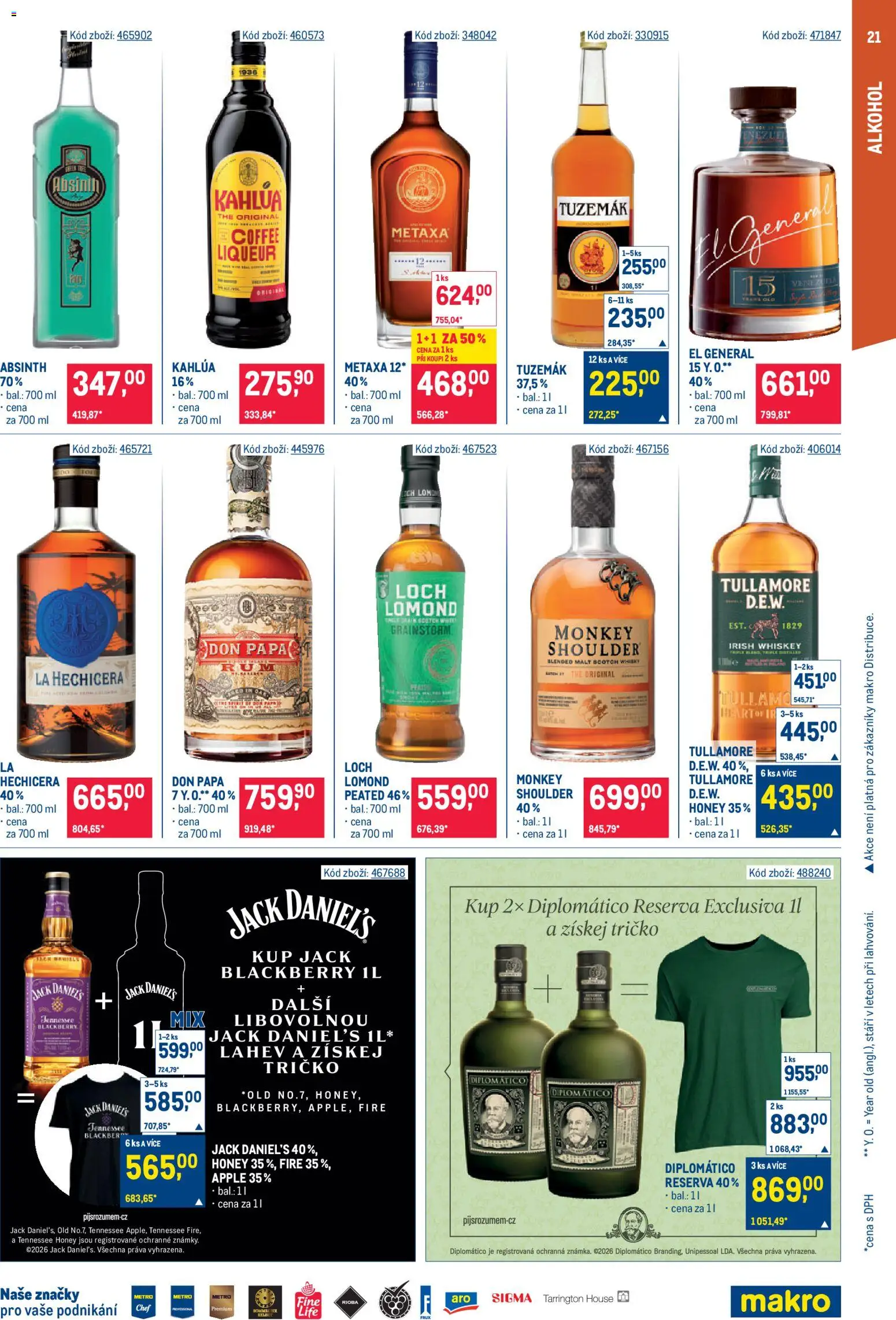 Makro leták - Gastronomie od 07.10.2026 | Strana: 21 | Produkty: Tričko, Whiskey, Apple, Diplomatico Reserva Exclusiva