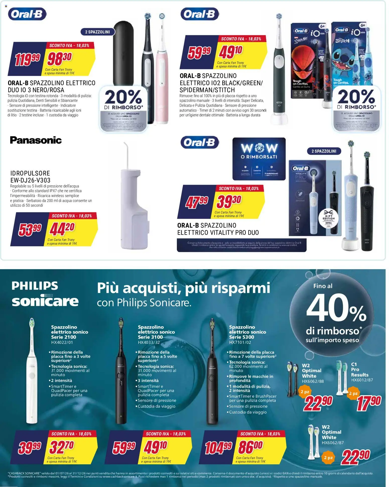 Volantino Trony del 01/10/2026 | Pagina: 26 | Prodotti: Spazzolino, Acqua, Fan, Batteria