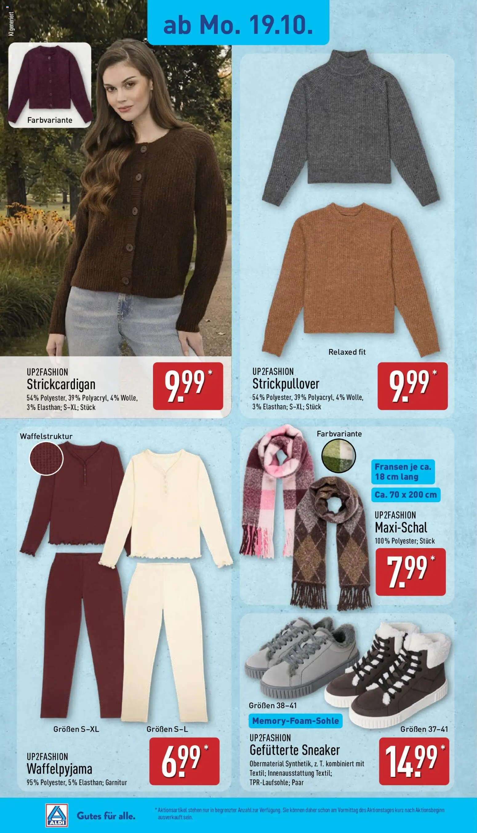 Aldi Prospekt – gültig ab 19.10.2026 | Seite: 7 | Produkte: Up2fashion, Cardigan, Pullover