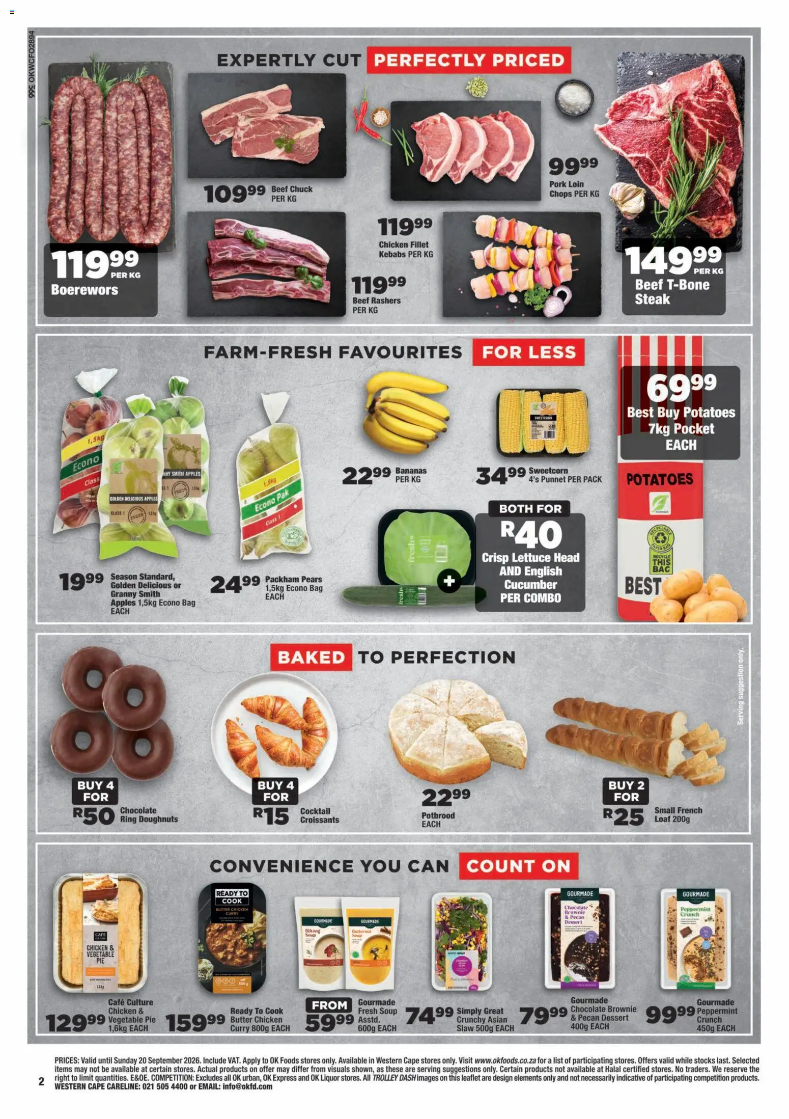 New OK Foods catalogue – valid from 09/09/2026 | Page: 2 | Products: Chocolate, Pork, Apples, Bananas
