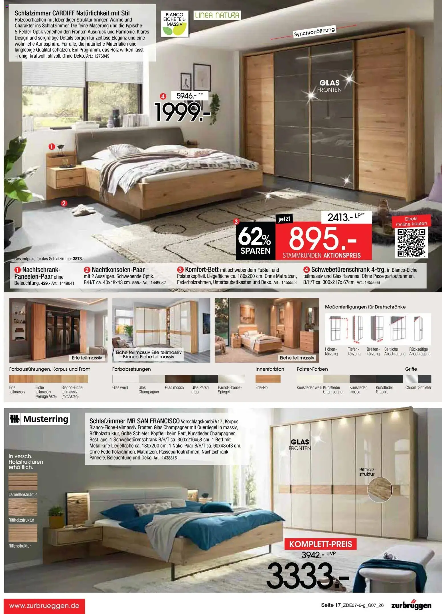 Zurbrüggen Sonderverkauf – gültig ab 09.07.2026 | Seite: 17 | Produkte: Bett, Schwebetürenschrank, Spiegel