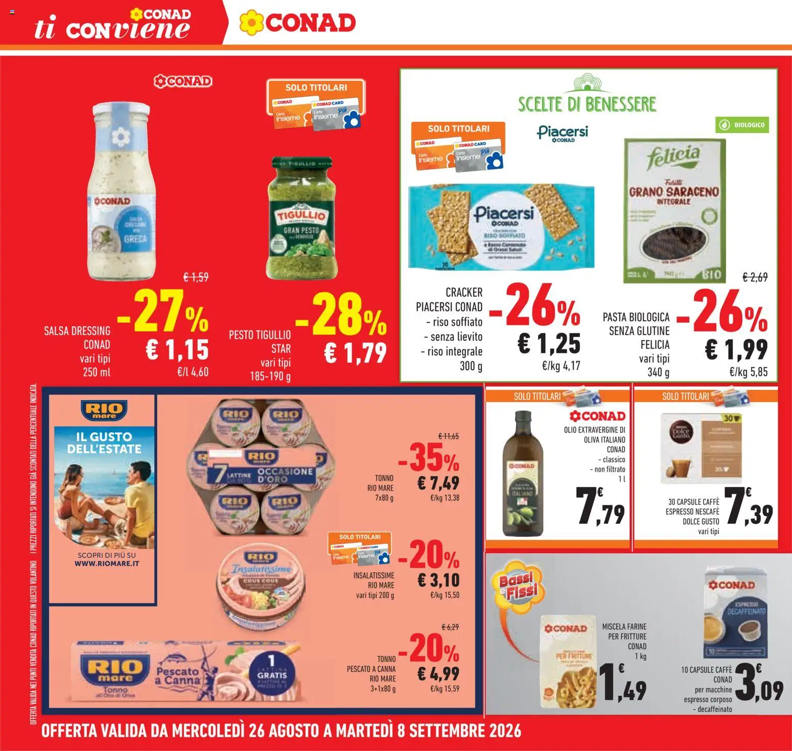 Volantino Conad del 26/08/2026 | Pagina: 30 | Prodotti: Caro, Olive, Pesto, Cracker