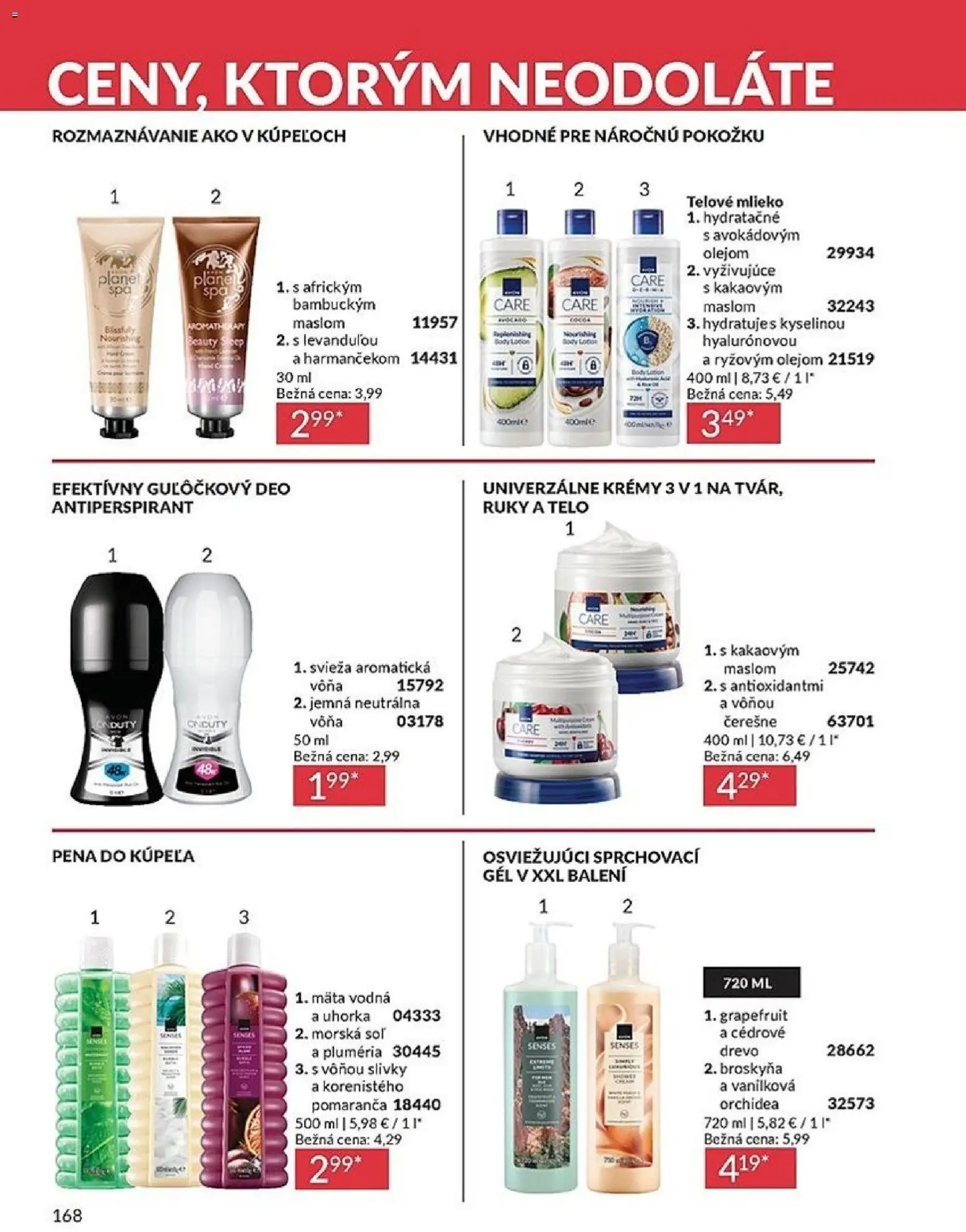 Nové Avon akcie – leták je platný od 01.03.2026 | Strana: 168 | Produkty: Mlieko, Pena do kúpeľa, Grapefruit, Orchidea