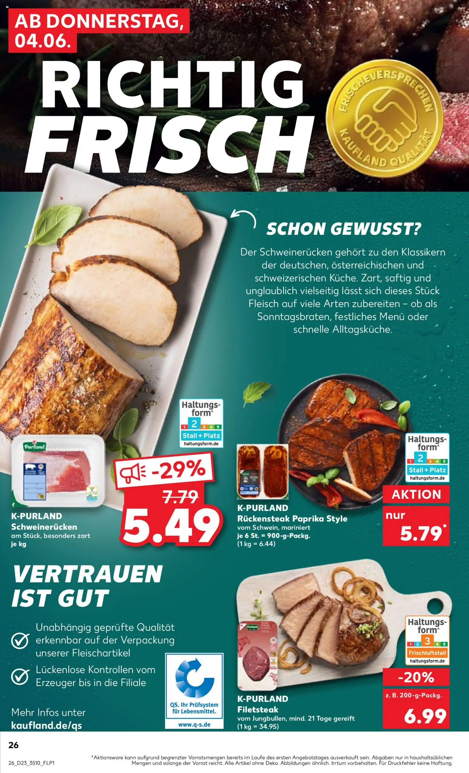 Kaufland Prospekt Zeitz – gültig ab 04.06.2026 | Seite: 26 | Produkte: Paprika, Schweinerucken, Steak, Fleisch