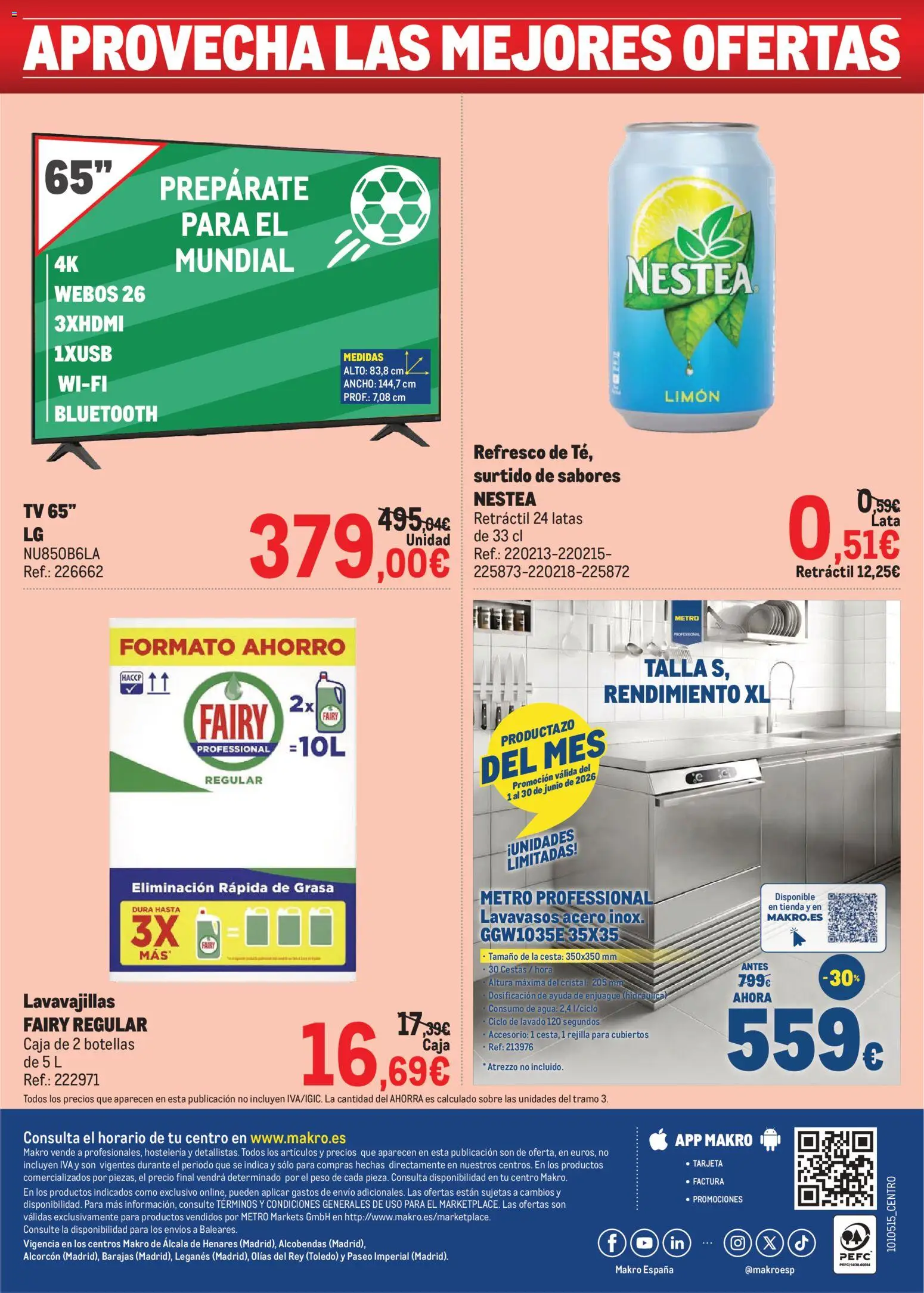 Makro Precios Centro │ válido desde el 01.06.2026 | Página: 8 | Productos: Lavavajillas, Peso, Caja, Cesta
