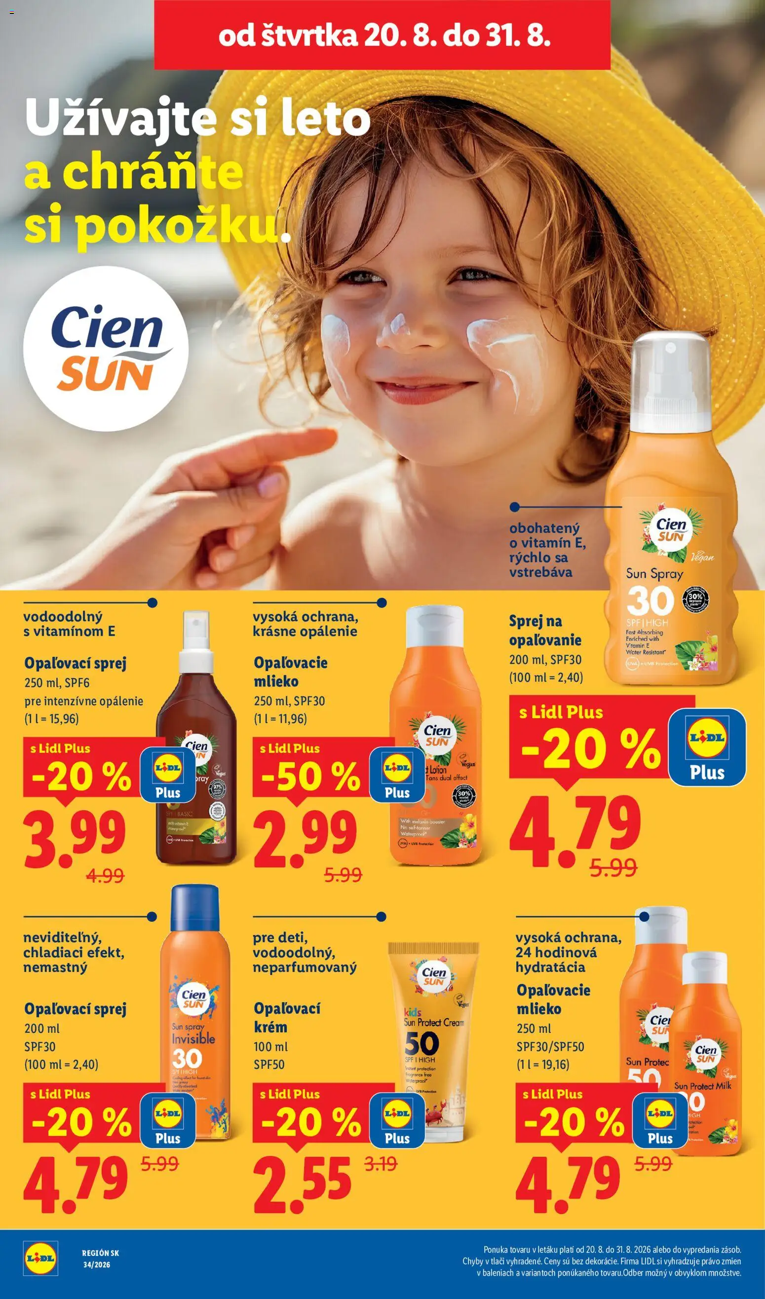 Nové Lidl akcie – leták je platný od 24.08.2026 | Strana: 65 | Produkty: Mlieko, Opaľovací krém, Krém