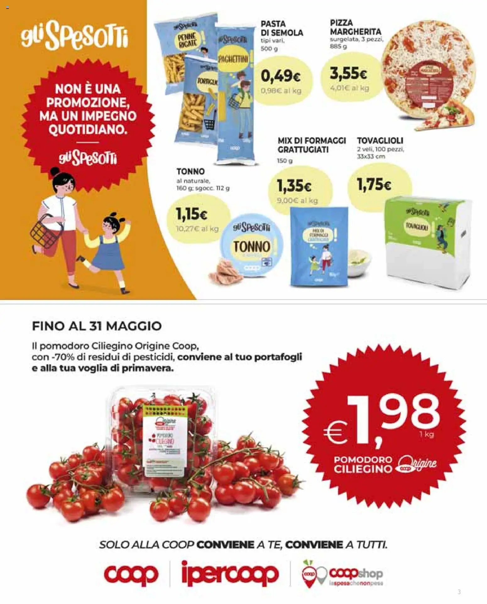 Volantino COOP del 28.05.2026 | Pagina: 3 | Prodotti: Pomodoro, Pasta, Tonno, Penne