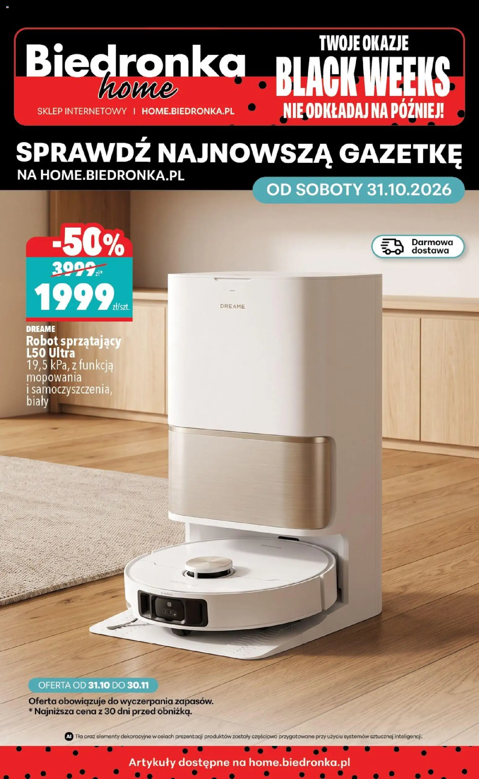 Biedronka Black Friday od 31.10.2026 | Strona: 1 | Produkty: Robot, Cleaner, Robot sprzątający