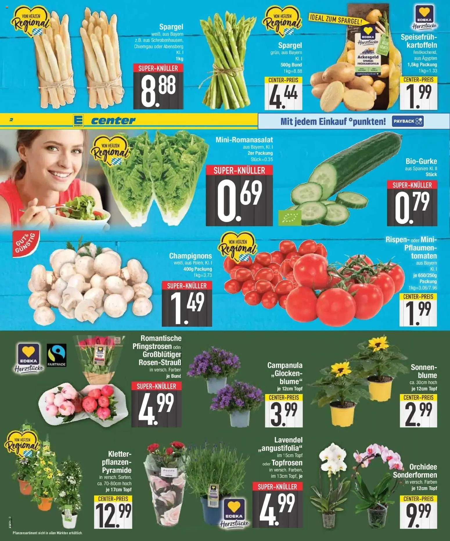 E center Prospekt Niederwinkling – gültig ab 17.05.2026 | Seite: 3 | Produkte: Pflaumen, Orchidee, Spargel, Champignons