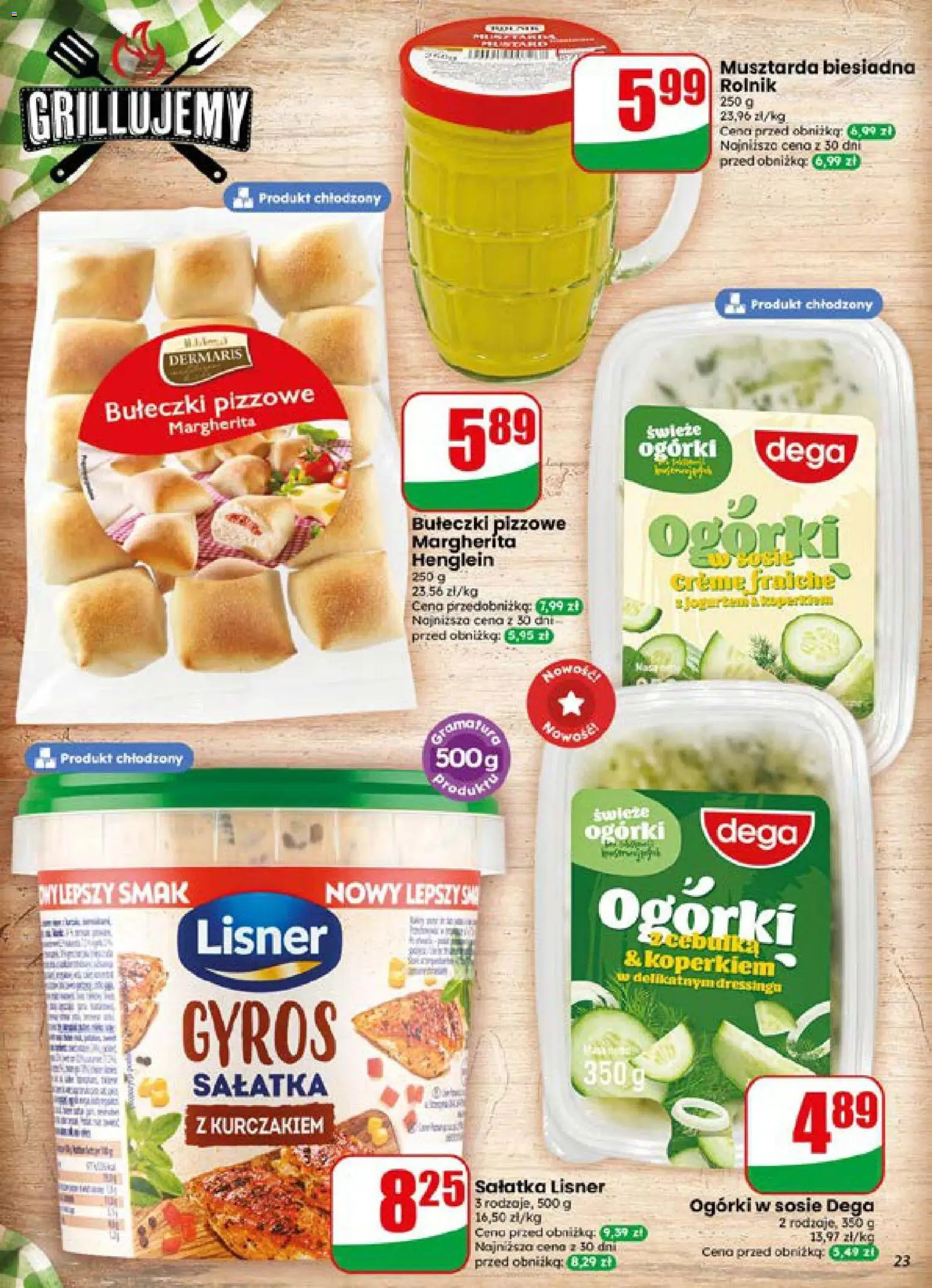 Dino gazetka od 15.07.2026 | Strona: 23 | Produkty: Musztarda, Ogórki, Sałatka