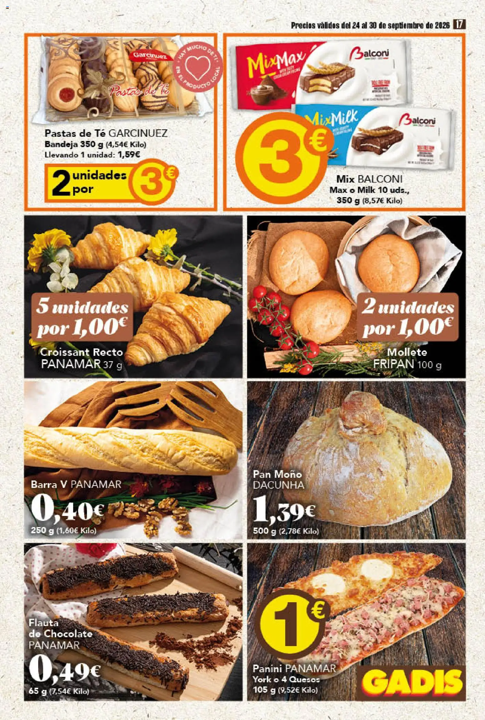 Gadis folleto │ válido desde el 24/09/2026 | Página: 17 | Productos: Pan, Chocolate, Té, Bandeja