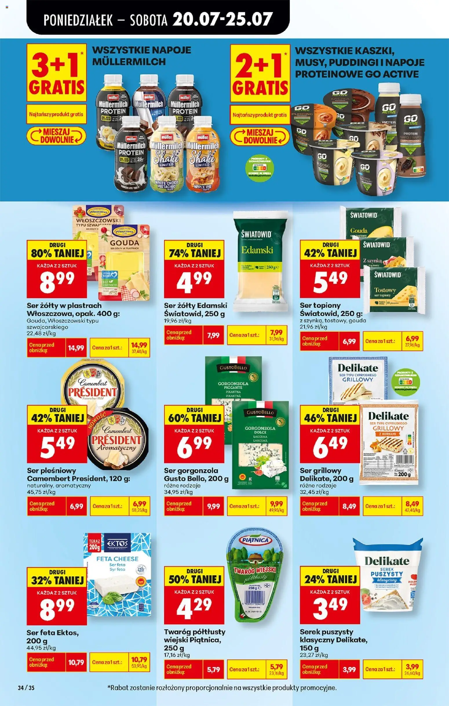 Biedronka gazetka od poniedziałku od 20.07.2026 | Strona: 44 | Produkty: Ser topiony, Twaróg półtłusty, Camembert, Twaróg
