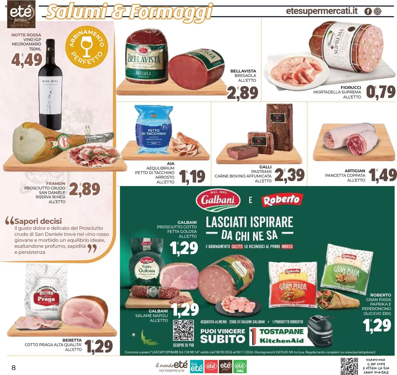 Volantino Eté del 13/10/2026 | Pagina: 8 | Prodotti: Prosciutto Crudo, Salame, Tè, Tostapane