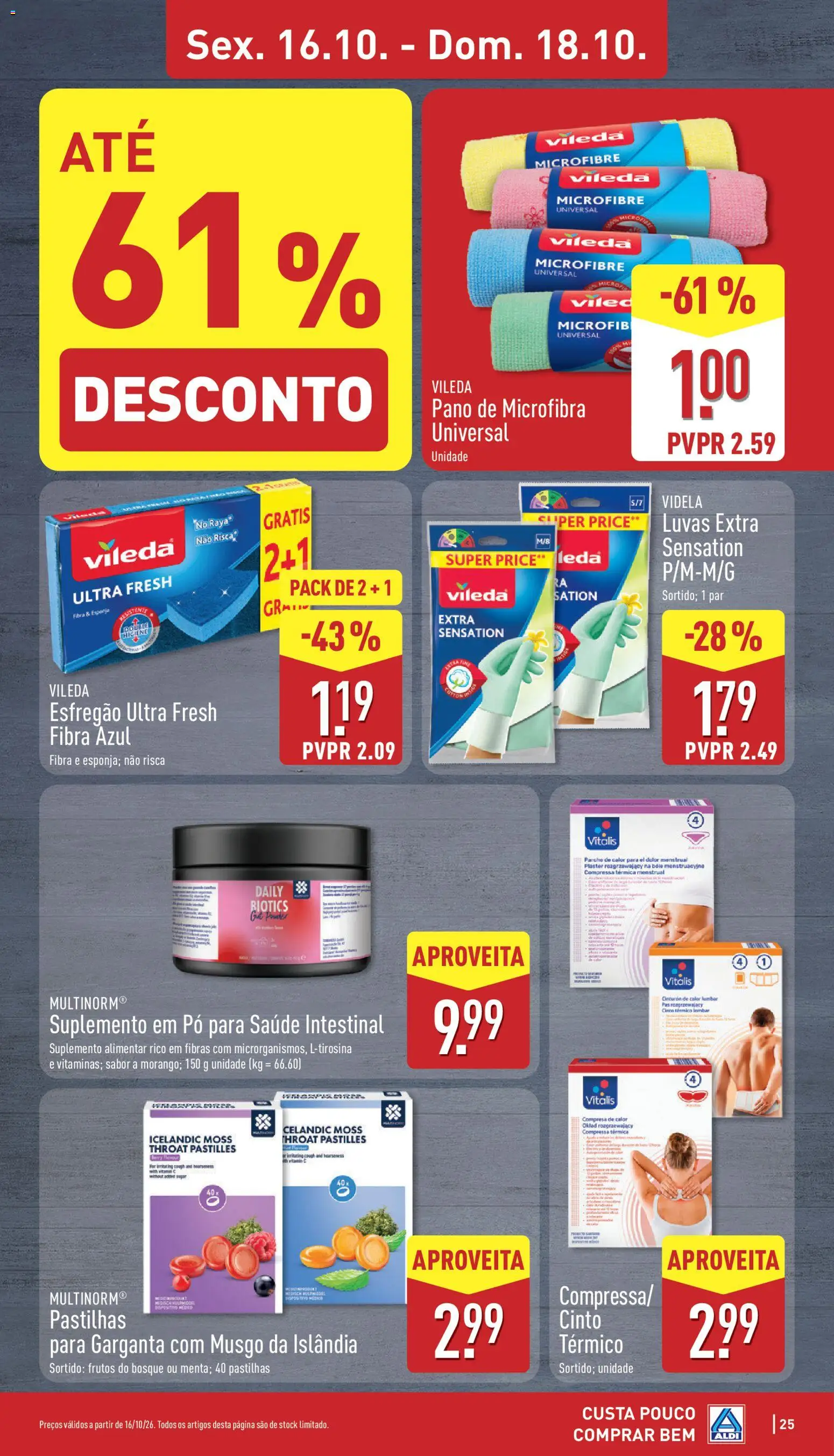 Aldi folheto │ válido de 12/10/2026 | Página: 25 | Produtos: Luvas, Esfregão, Pó, Esponja