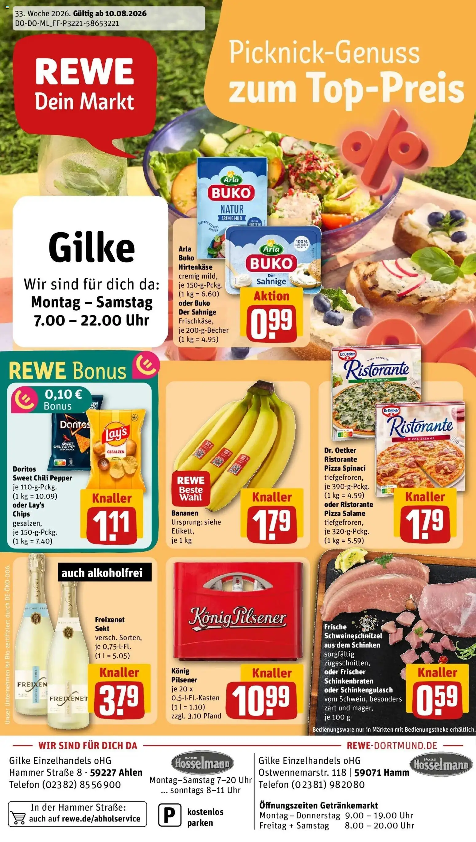 REWE Prospekt ab 10.08.2026 zum Blättern » Angebote | Seite: 1 | Produkte: Ristorante, Bäckerei, Telefon, Uhr