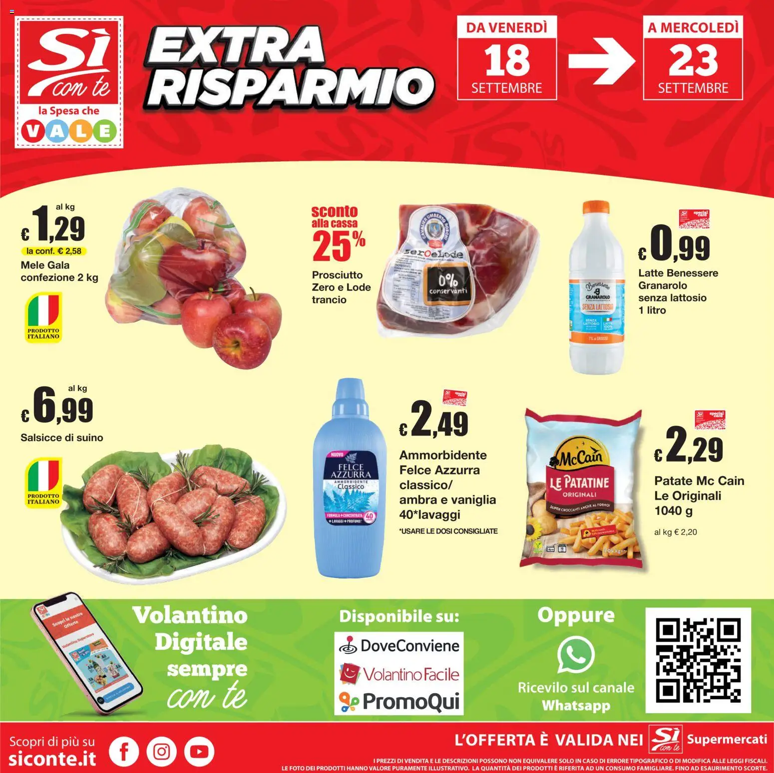 Volantino Sì con Te del 10/09/2026 | Pagina: 20 | Prodotti: Vaniglia, Mele, Patate, Salsicce