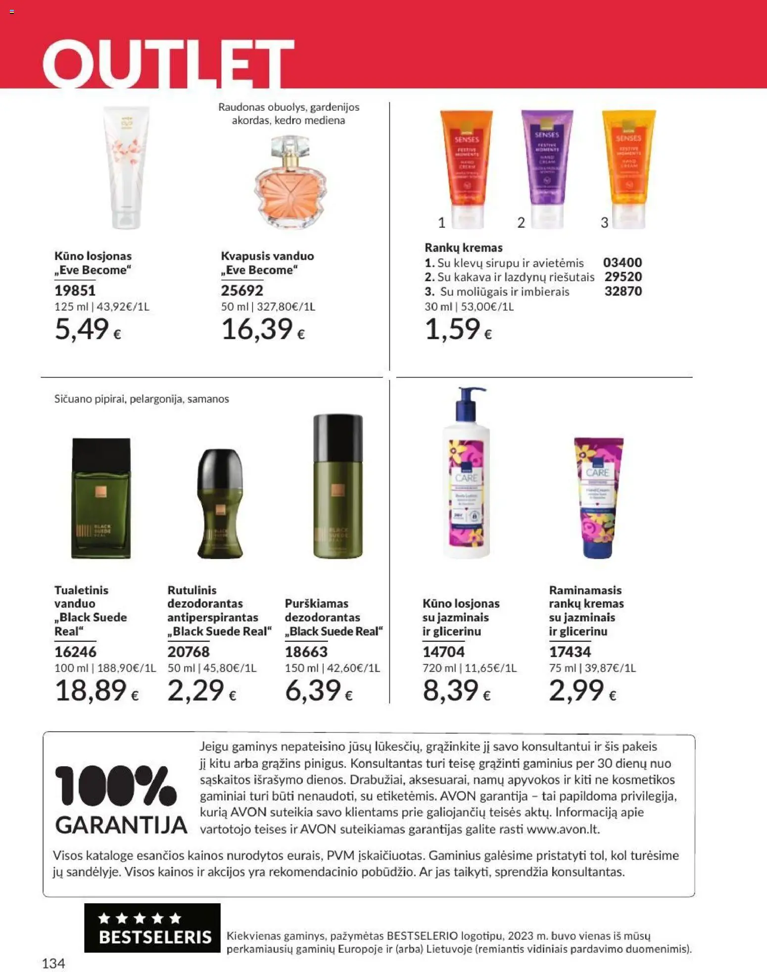 AVON akcijos nuo 2026.07.01 | Puslapis: 134 | Prekių: Kvapusis vanduo, Kremas, Dezodorantas, Antiperspirantas