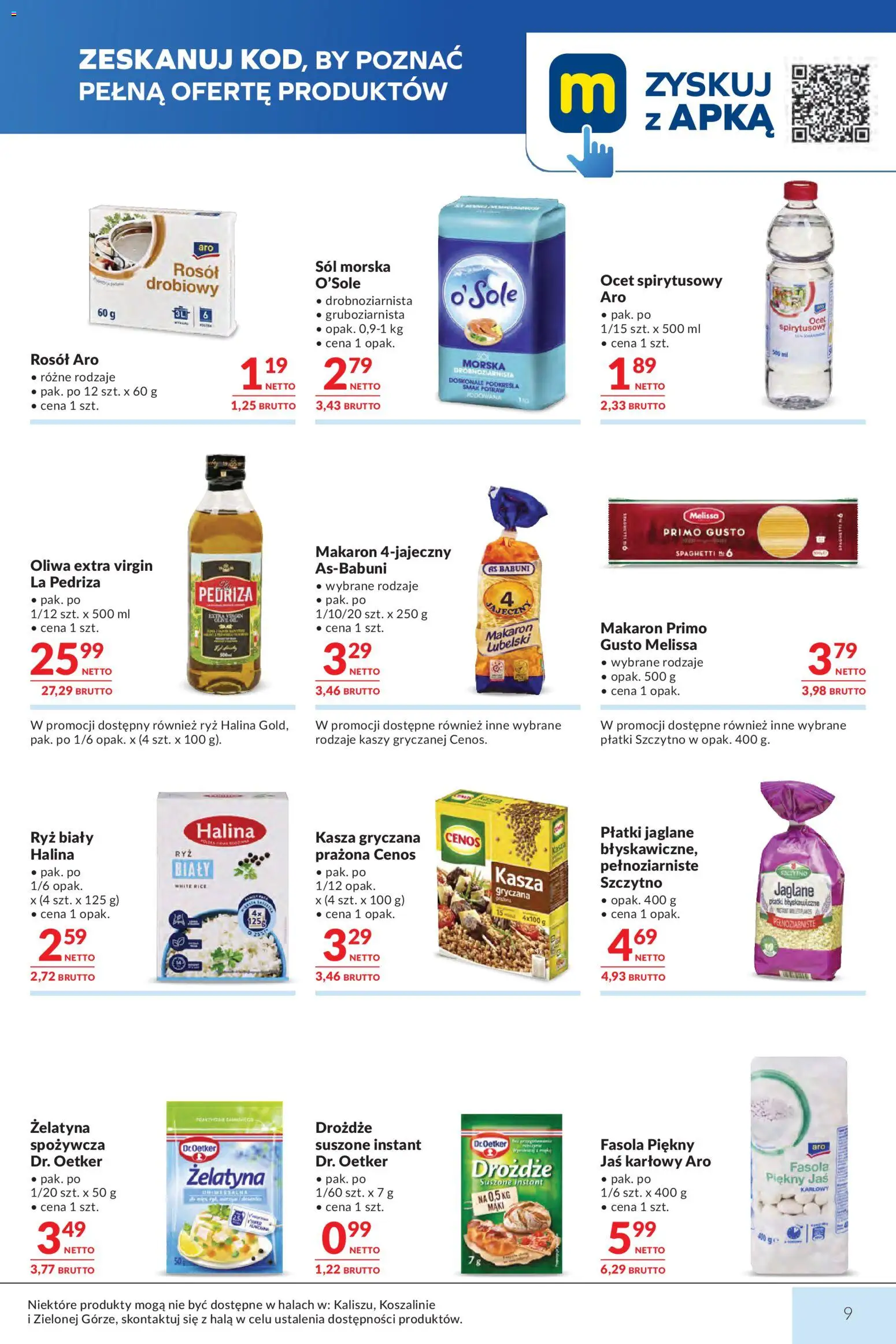 Makro gazetka od 14.04.2026 | Strona: 9 | Produkty: Kasza, Żelatyna, Oliwa extra virgin, Sól
