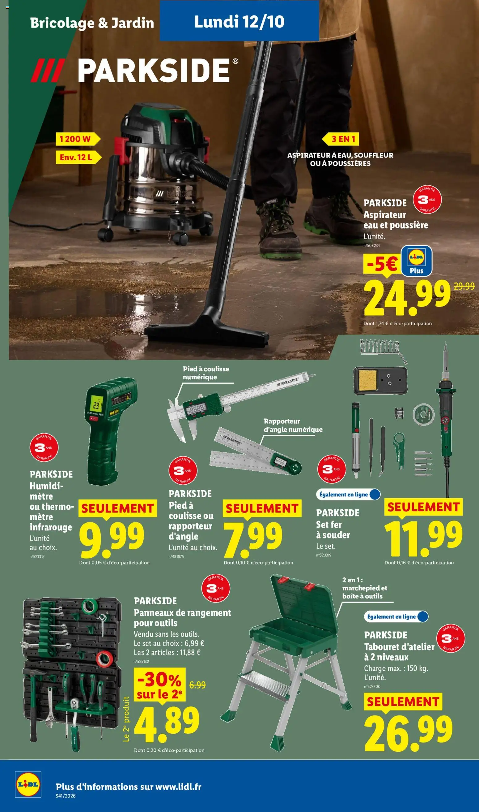 {H1} | Page: 54 | Produits: Aspirateur eau et poussiere parkside, Pied à coulisse, Humidimètre, Outils