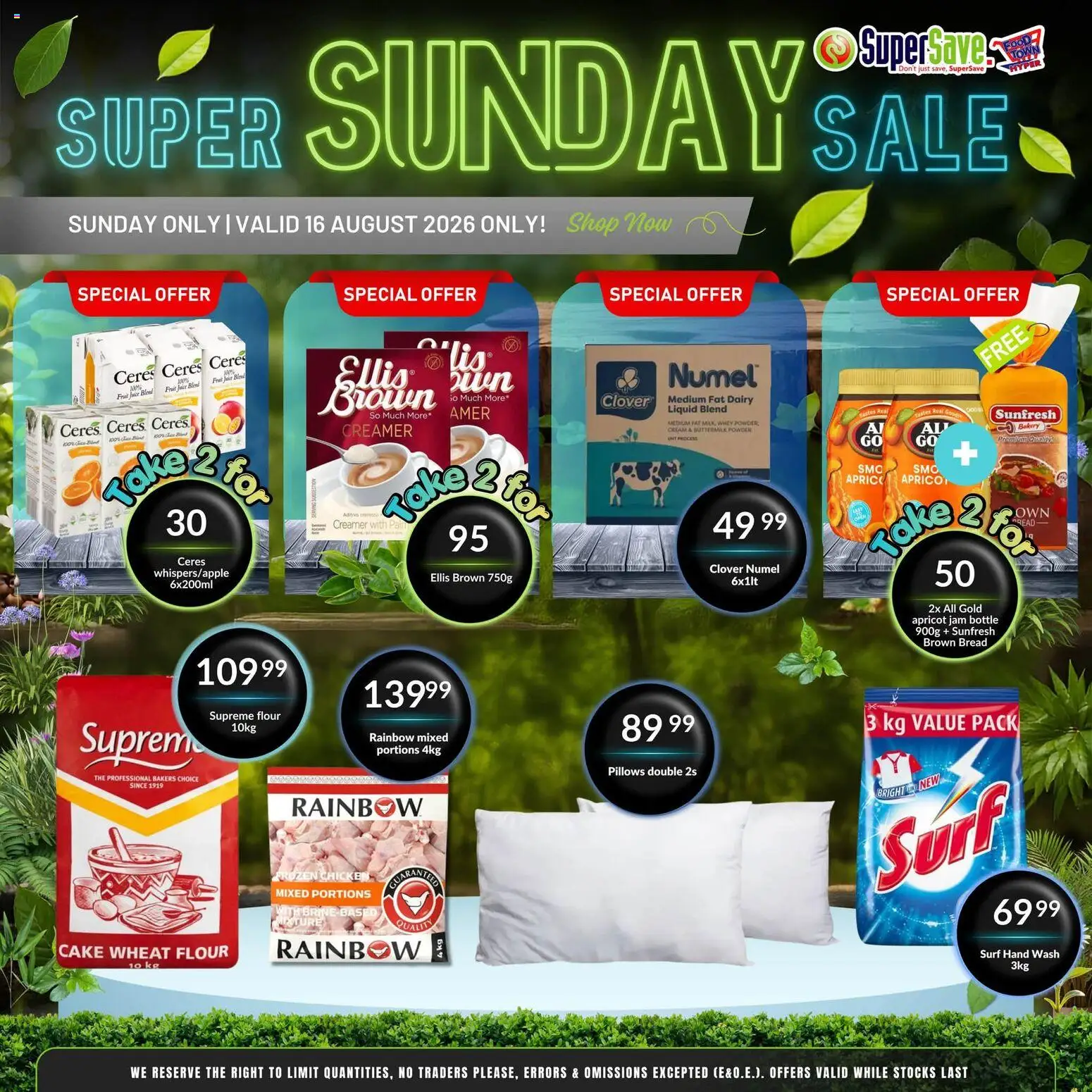 New Super Save catalogue – valid from 16/08/2026 | Page: 1 | Products: Cake, Bread, Juice, Powder