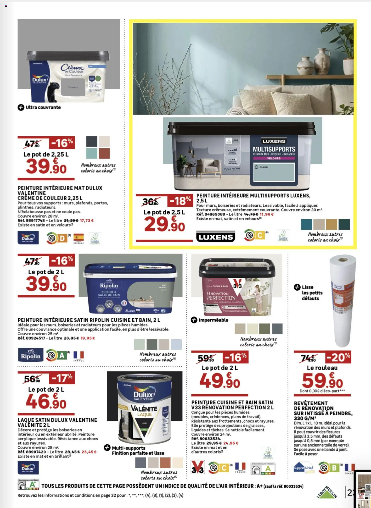 {H1} | Page: 23 | Produits: Rouleau, Laque, Radiateur, Crème