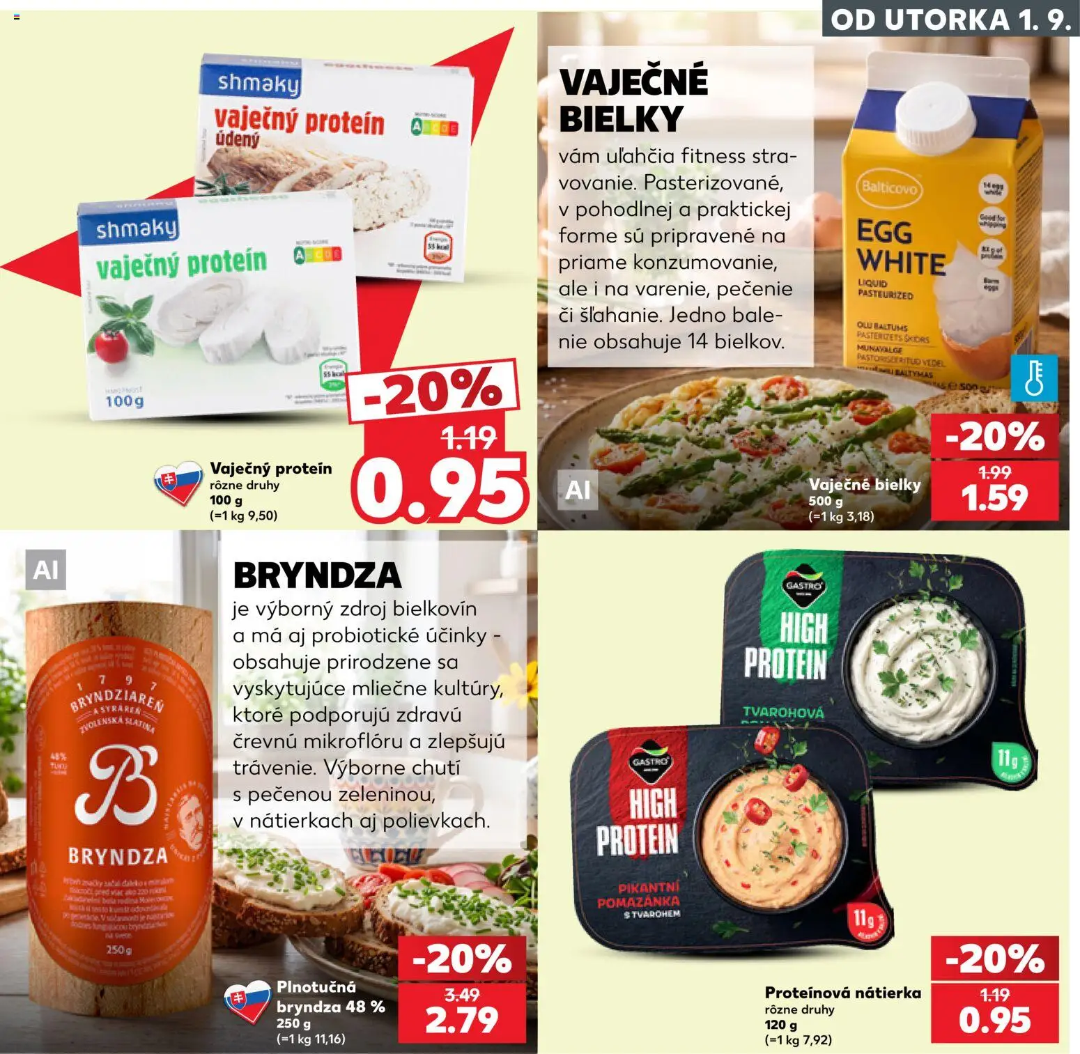 Kaufland SK akciós ujság - amely érvényes a következő dátumtól: 2026.09.01. | Oldal: 17 | Termékek: Bryndza, Protein, Ing