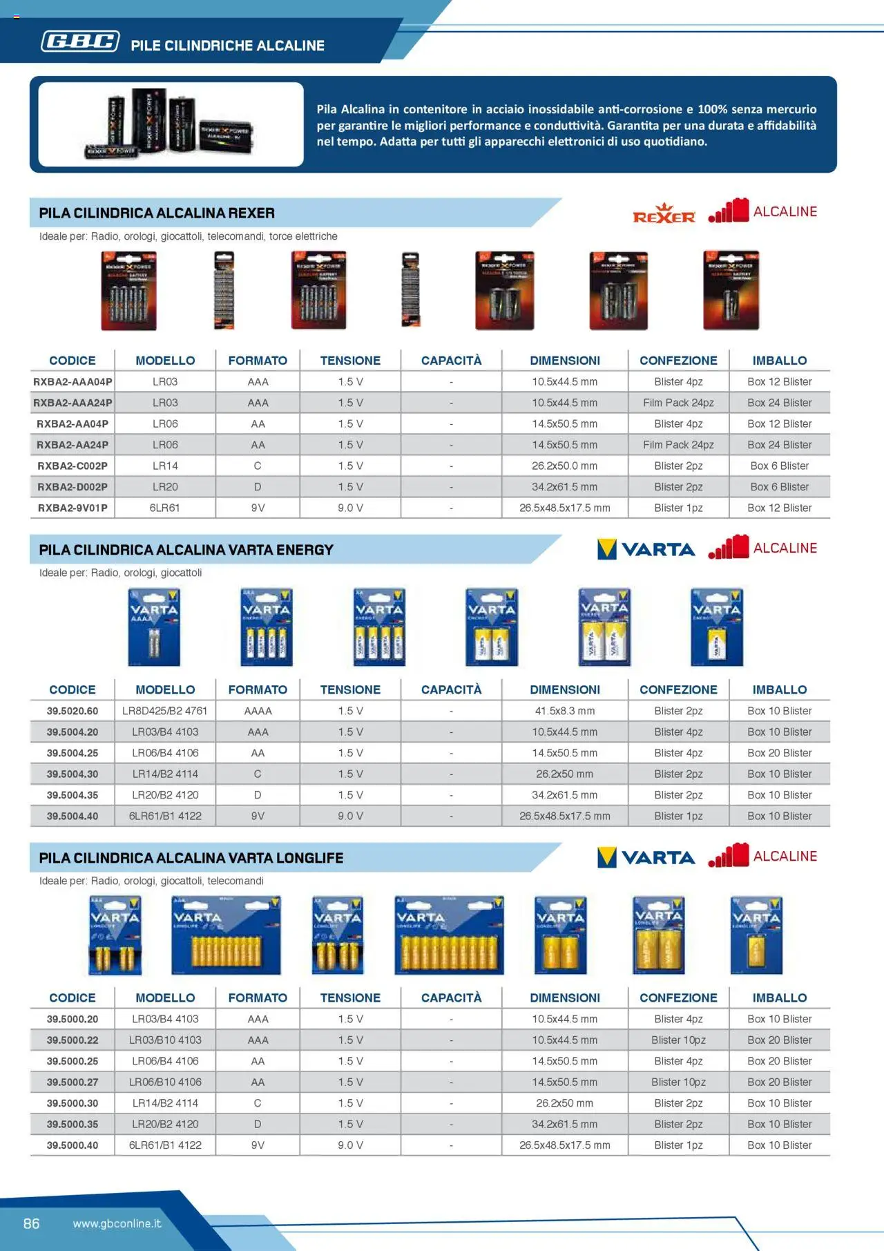 Volantino GBC del 12.04.2025 | Pagina: 86 | Prodotti: Pile, Contenitore