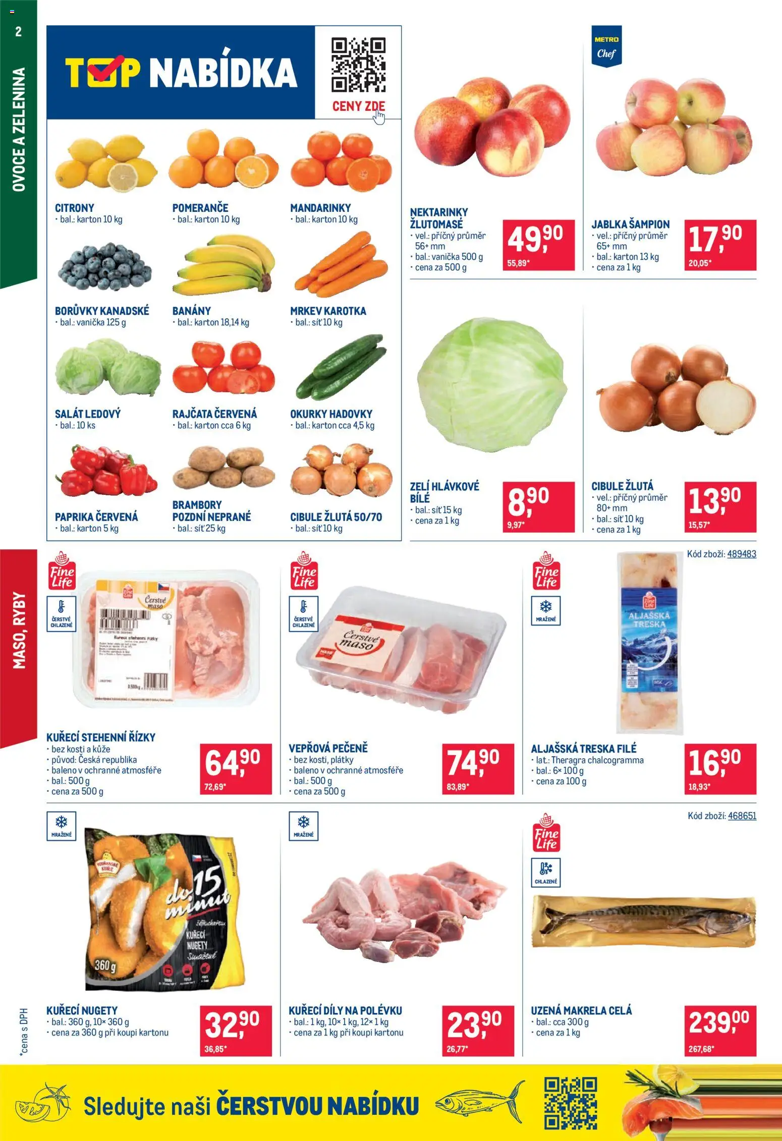 Makro leták - Maloobchod od 20.05.2026 | Strana: 2 | Produkty: Aljašská treska, Zelí, Ryby, Stehenní řízky