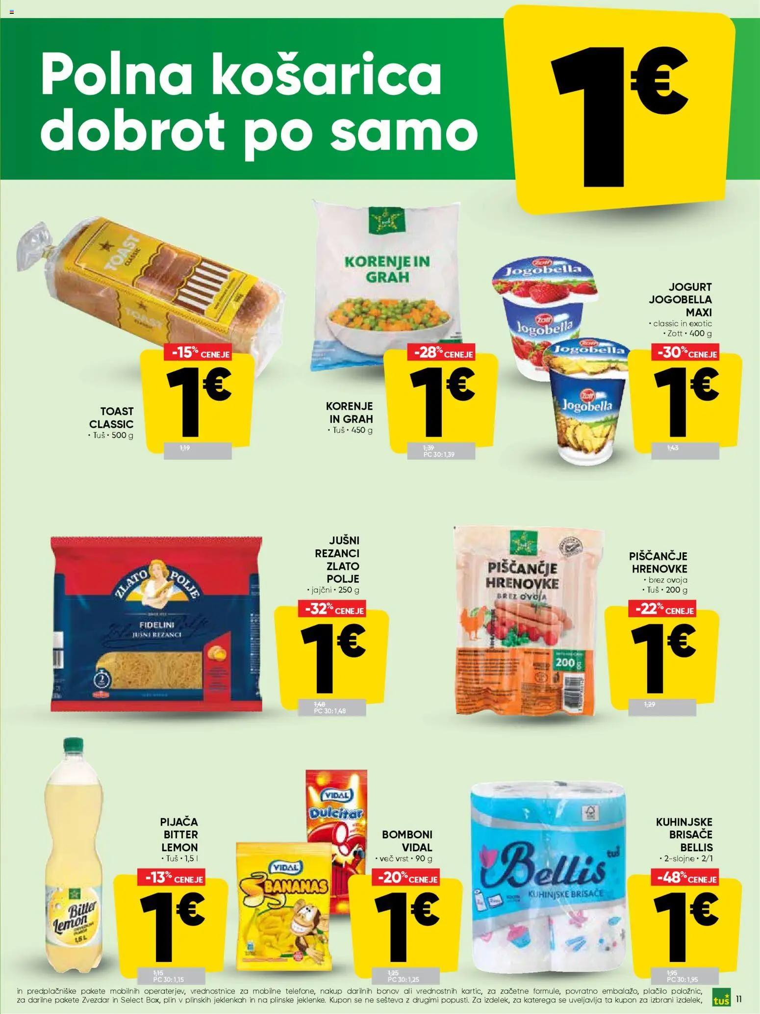Novi Tuš katalog ponudbe – veljaven od 15.04.2026 | Stran: 11 | Izdelki: Hrenovke, Toast, Jogurt, Ananas
