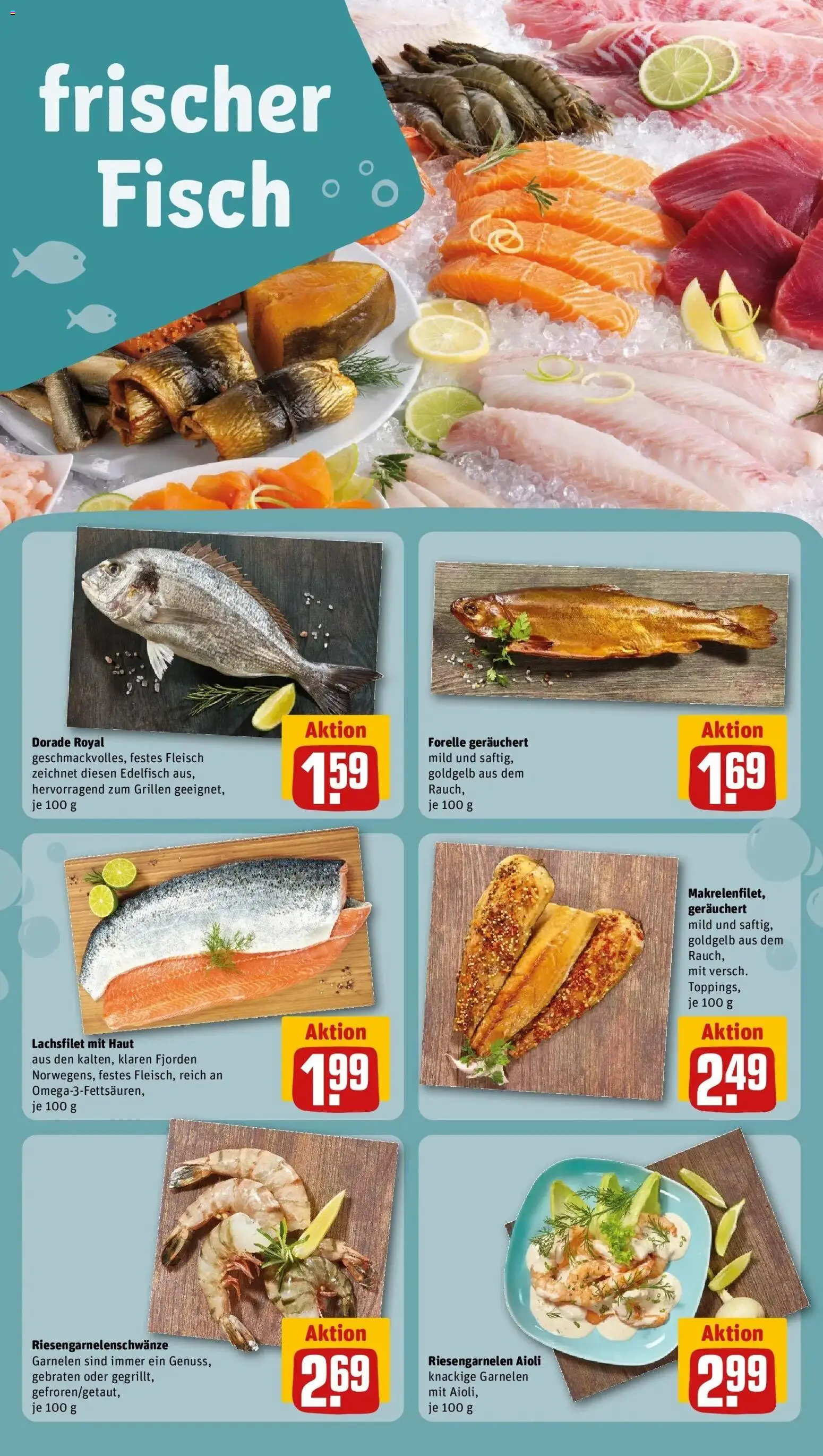 REWE Prospekt ab 28.09.2026 zum Blättern » Angebote | Seite: 39 | Produkte: Dorade, Garnelen, Fisch, Fleisch