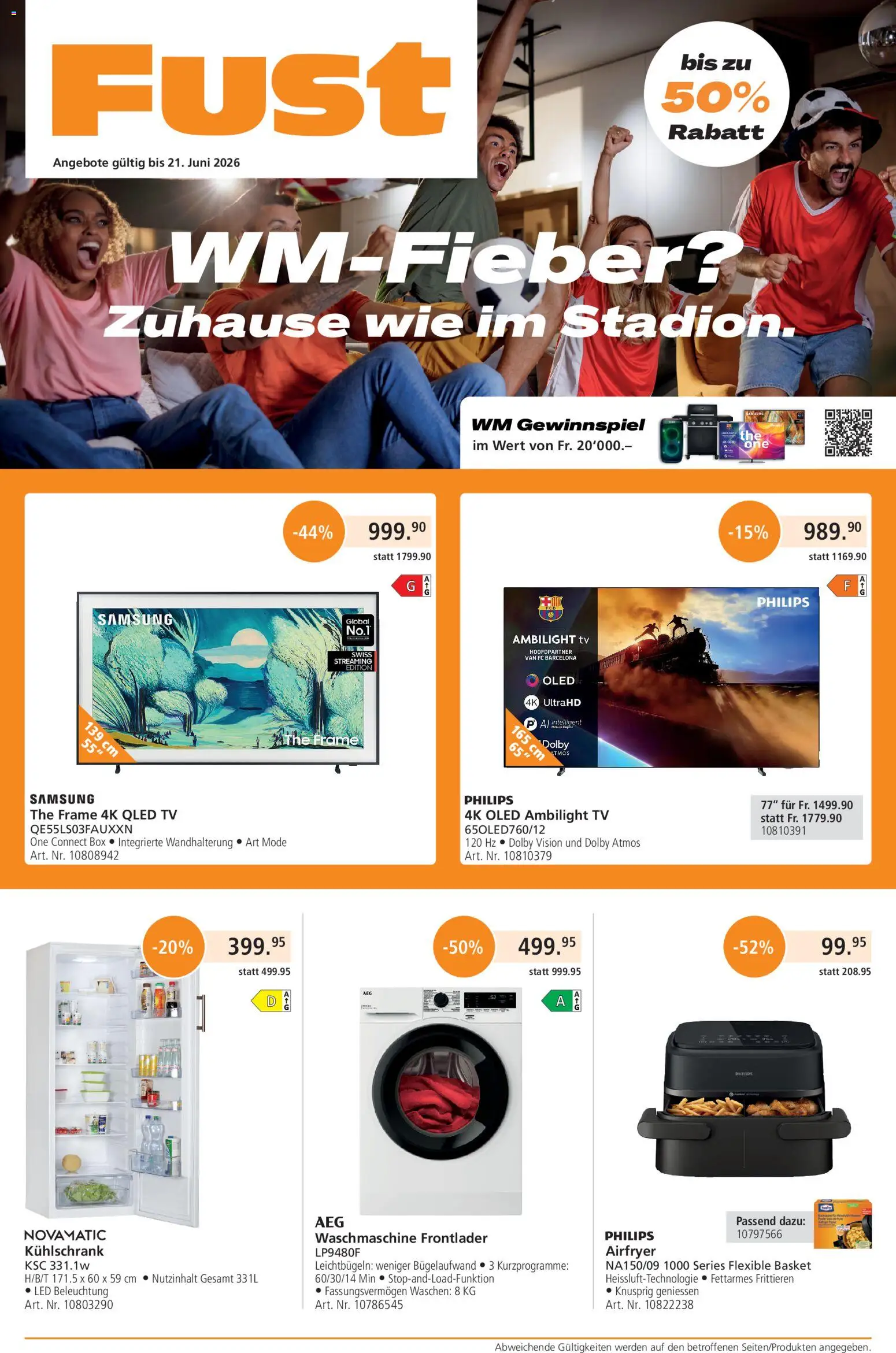 Fust aktionen – gültig ab 26.05.2026 | Seite: 1 | Produkte: Samsung, Kühlschrank, Waschmaschine, Philips