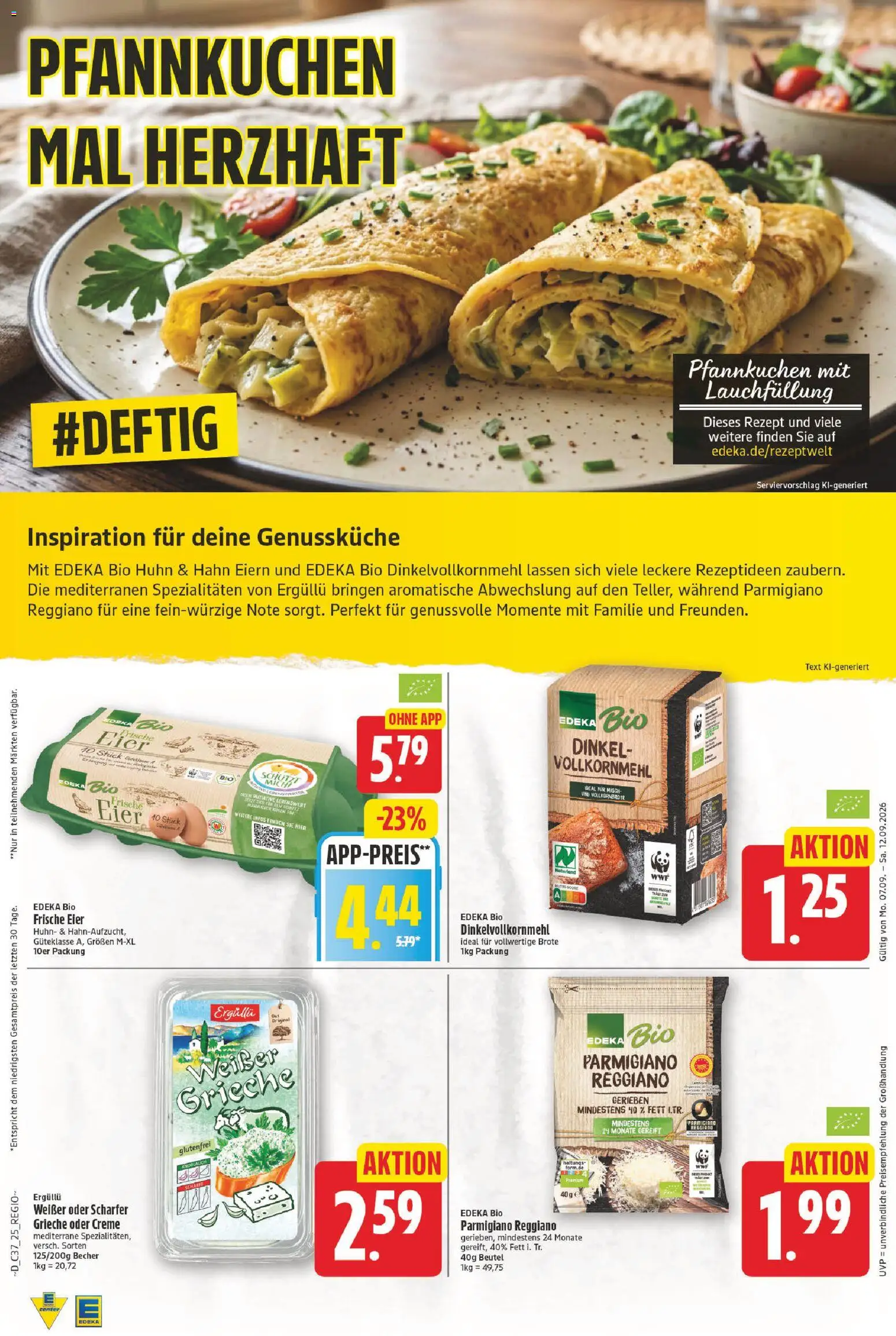 E center Prospekt – gültig ab 07.09.2026 | Seite: 25 | Produkte: Eier, Creme, Knoblauch, Vollkornmehl
